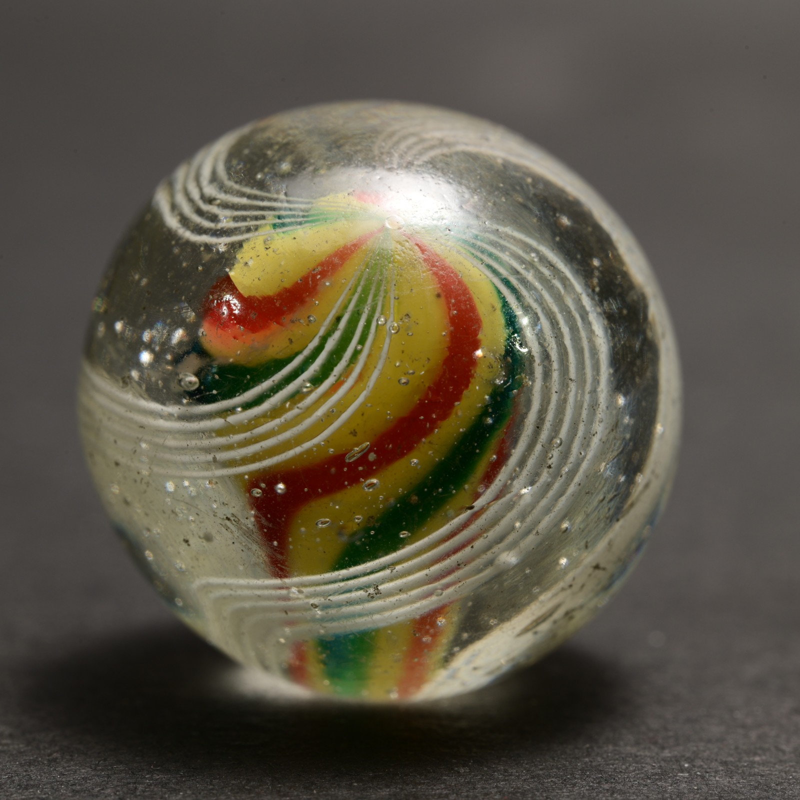 Early Solid Core German Handmade Antique Marble Custard Candy Cane 22.3mm 7/8”