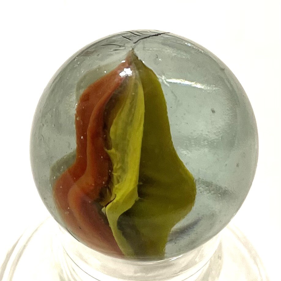 Large Six Vein Three Color Cat’s Eye Marble. Vintage Machine Made 34mm 1-3/8″