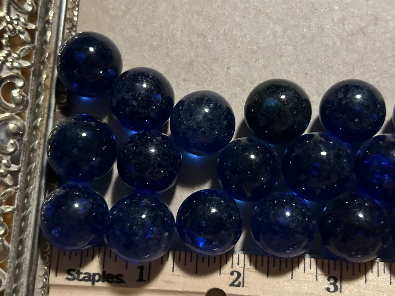 Vintage Marbles Lot Of 25 Dark Blue Glass Lot 333