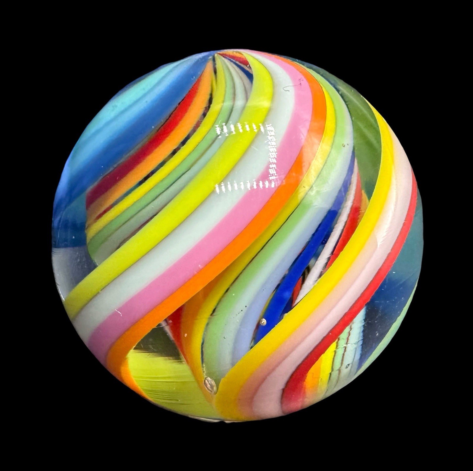 Jody Fine Art Glass Marble 1.09 Rainbow Core Swirl Unsigned