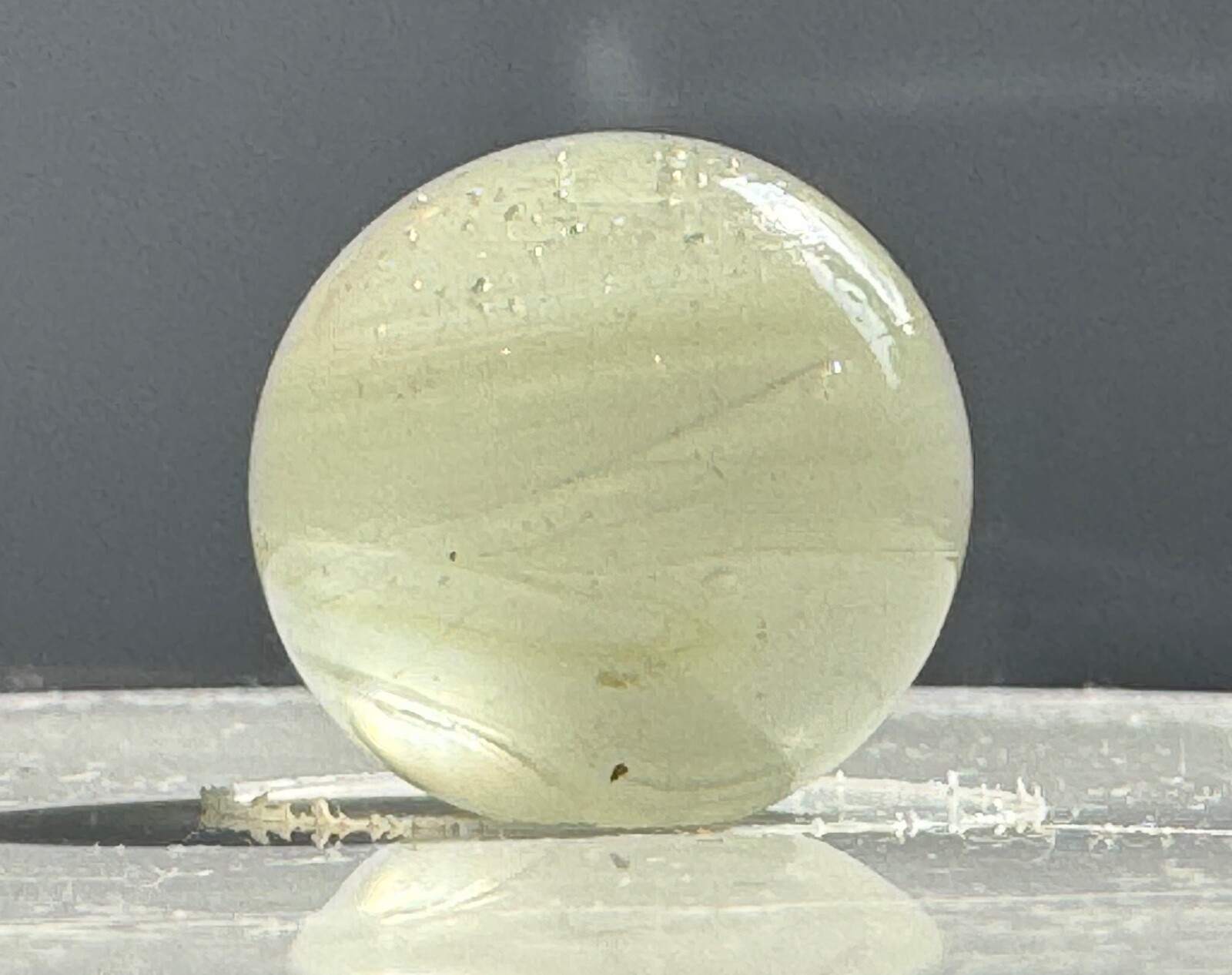 Egg Yolk & White Single Faceted Pontil Transitional Marble 21.5mm (27/32”)