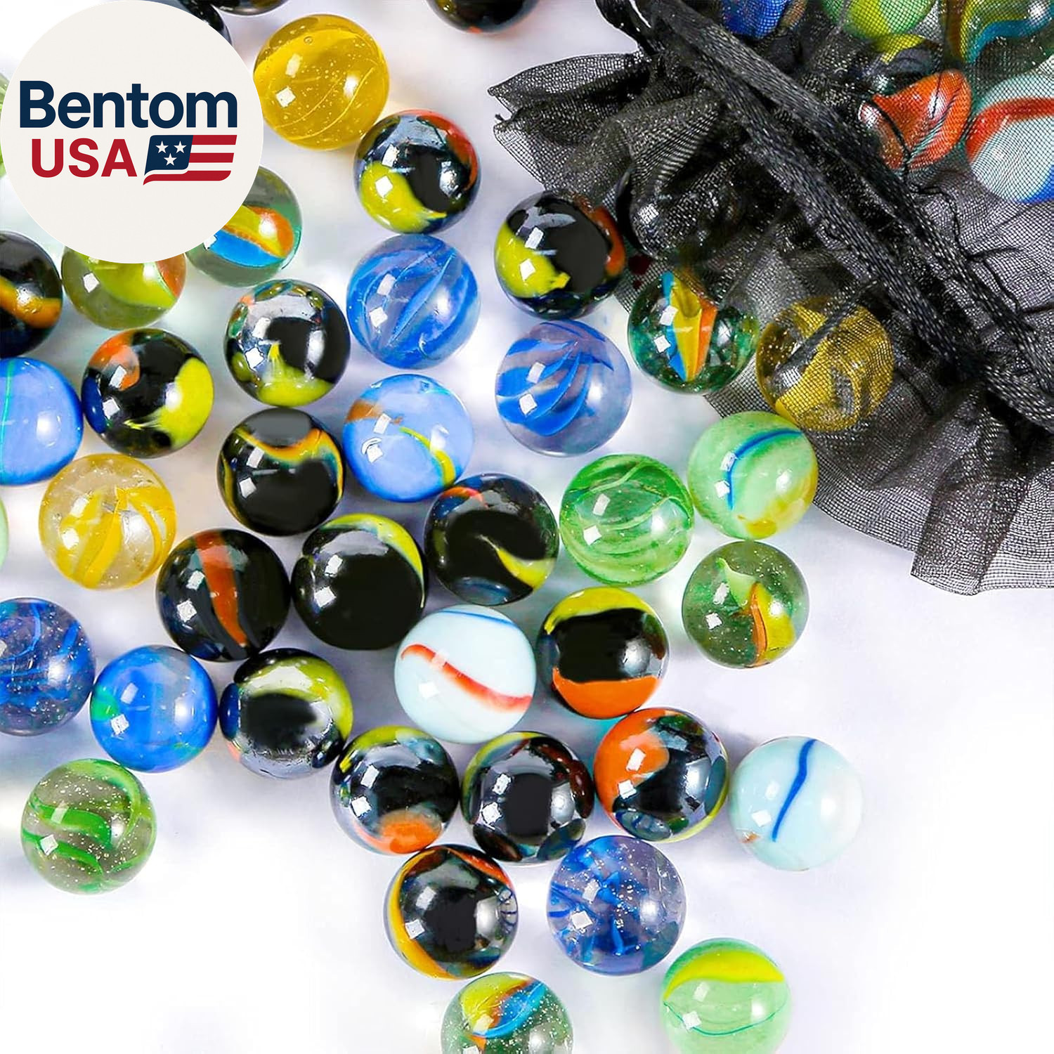 Colorful Glass Marbles, 0.6Inch Marbles Bulk for Kids Marble Games,Diy and Home