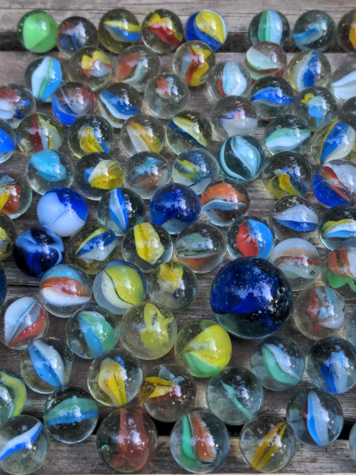 Vintage Lot of 140+ Glass Marbles various sizes LOT Used Condition With Wear