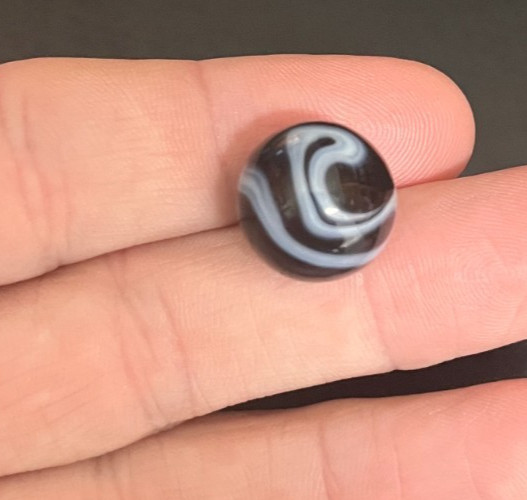 Nice Vintage Marble Akro or Peltier? Blue on Black Bands – from Old Estate (#14)