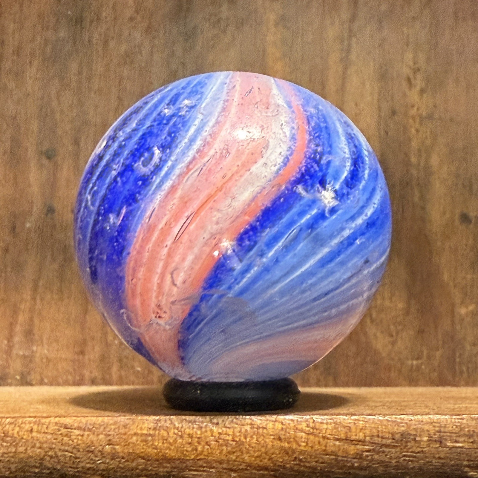 Antique German Handmade Paneled Onionskin Shooter Marble 29/32” Good(+) | (221)
