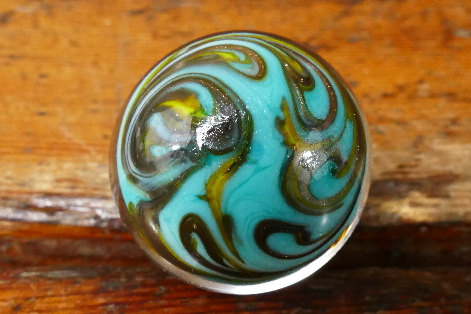 Vintage Hand Blown Art Glass Marble Red & White Flower Floral Design – 1 1/8”