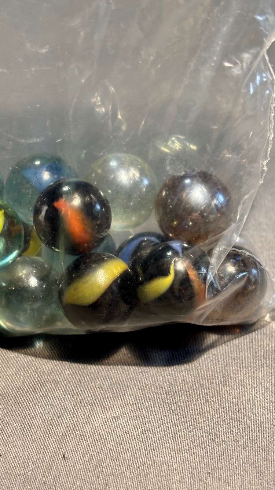 Lot of 23 Assorted Glass Marbles Cat’s Eye Swirl Mix in Resealable Bag