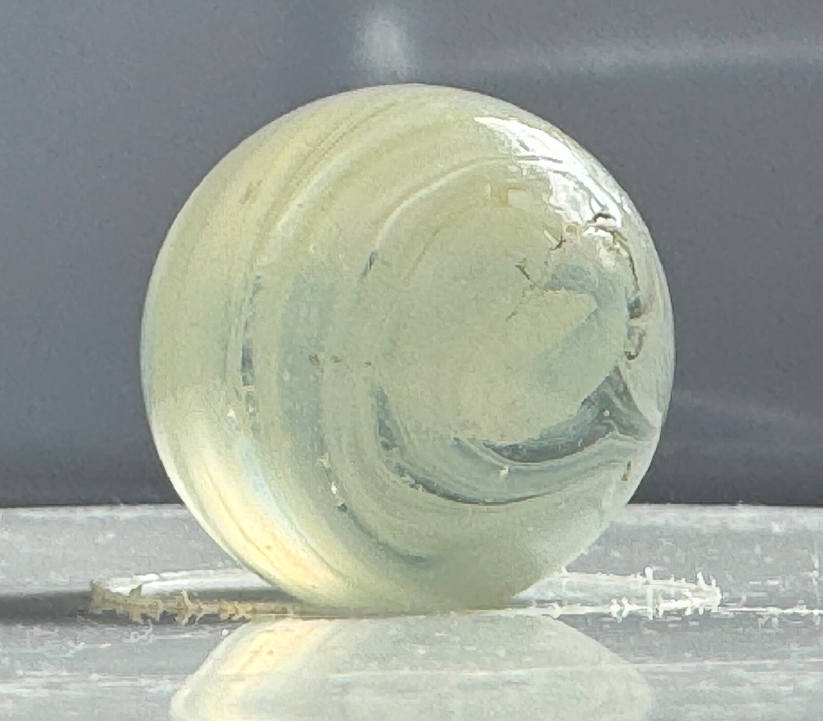 Egg Yolk & White Single Faceted Pontil Transitional Marble 21.5mm (27/32”)