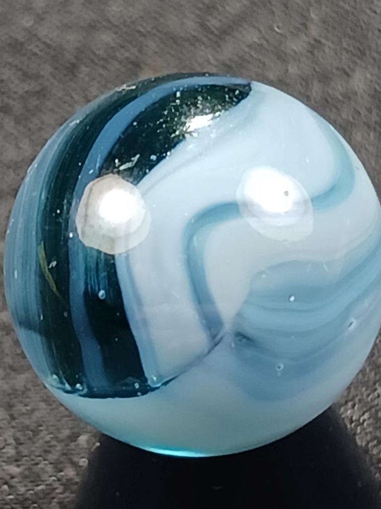 Vitro Agate .53″ Aqua Black Tri-Lite Near Mint Condition Serious Marble A256