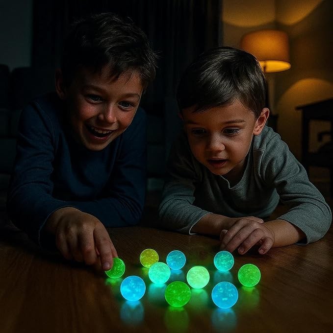 ARSUK 10pcs Large Handmade Glow in The Dark Doted Style Glass Marbles Sports…