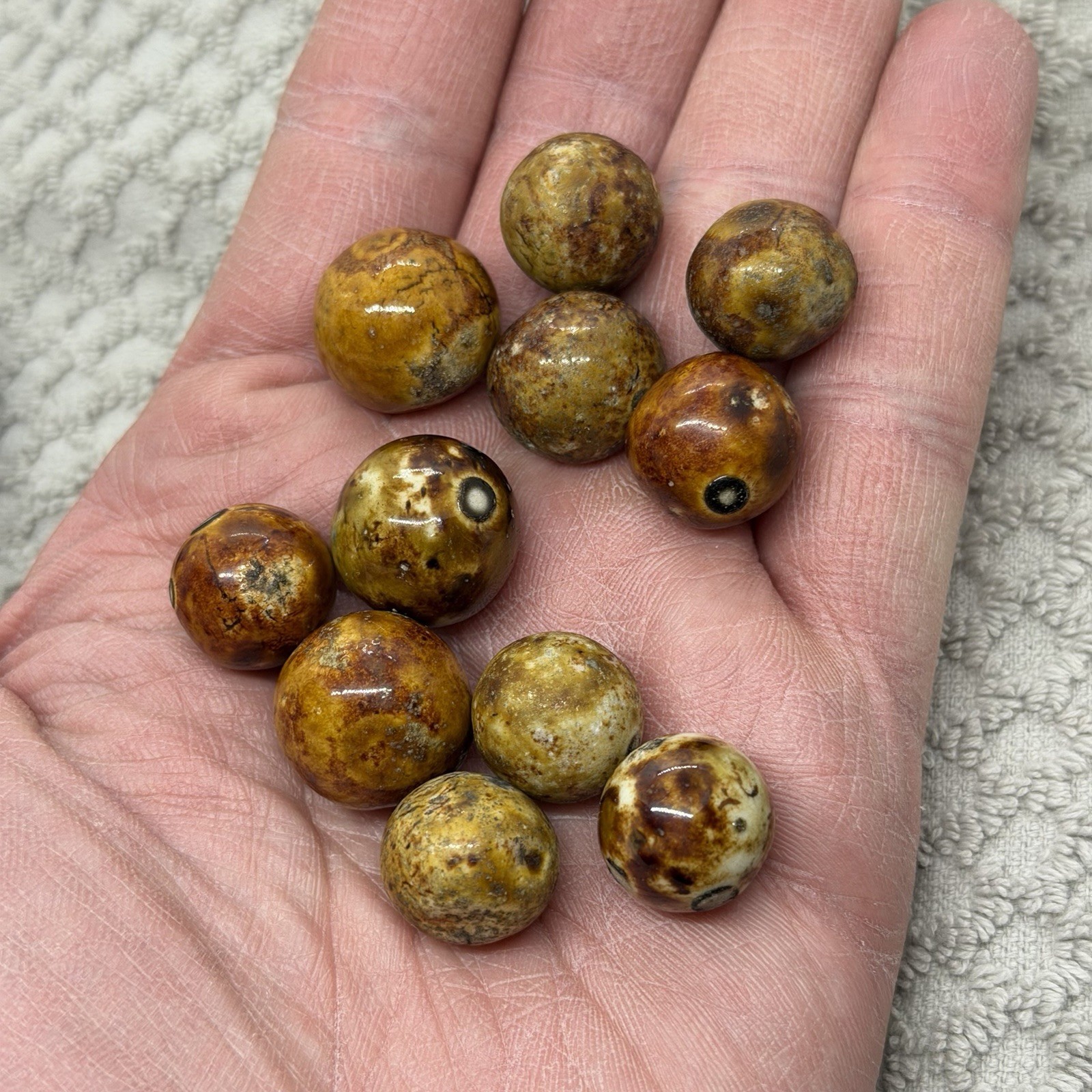 Vintage Bennington Clay Marbles Lot Brown Salt Glazed Stoneware Collectible