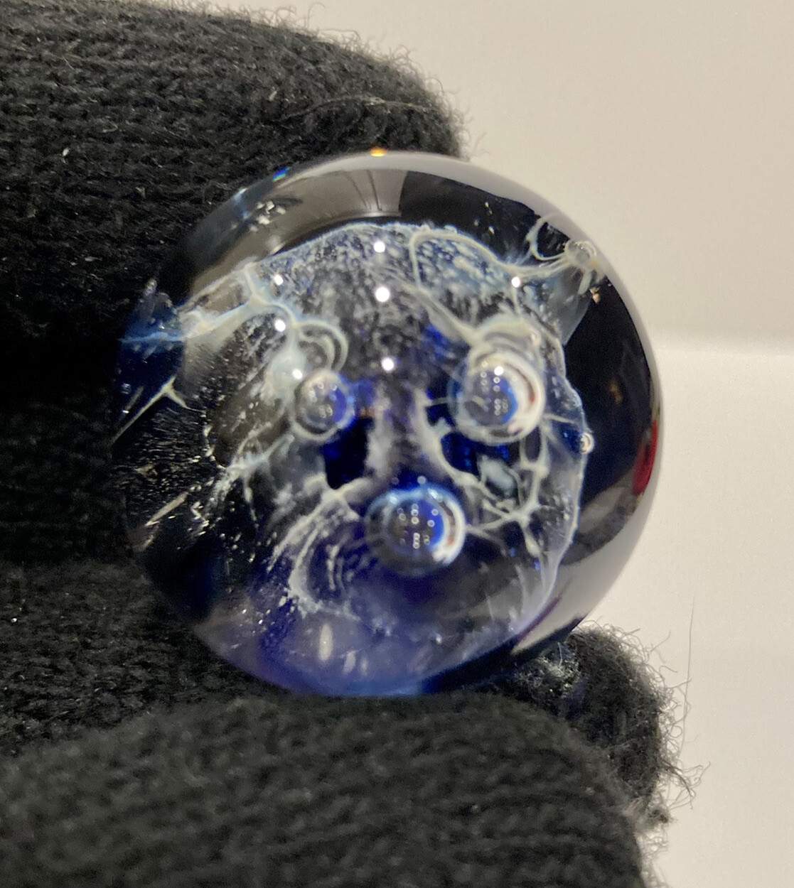 Glass Boro Skull Marble Lot Of 5 Hand Made Art Sculpture Silver Fume Color