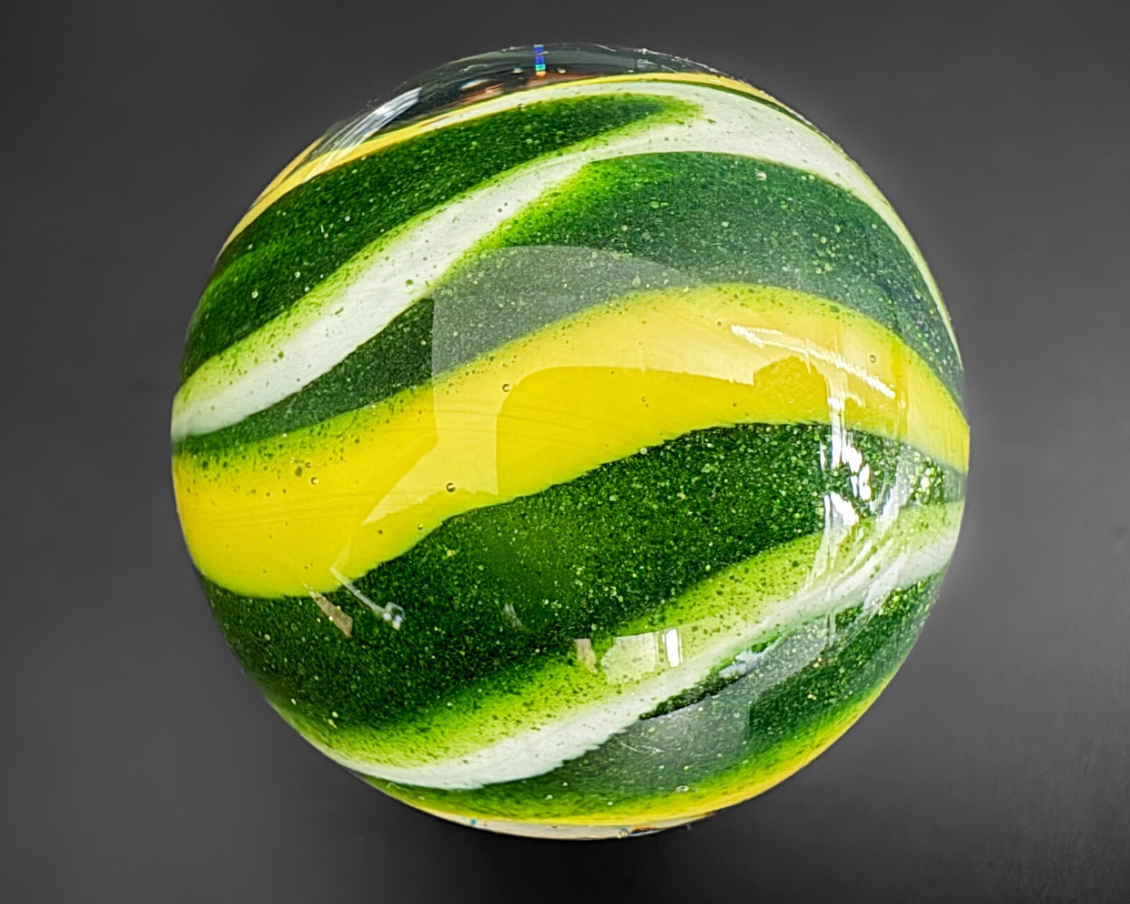 Rick Davis 1.5″ Aventurine Yellow Lobed Onionskin Handblown Art Glass Marble