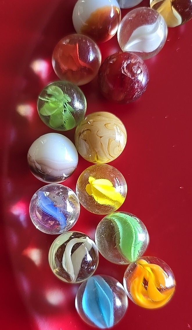 Twenty-Two (22) ~ Assorted Sizes ~ Multi-Colored ~ Glass Marbles (103)