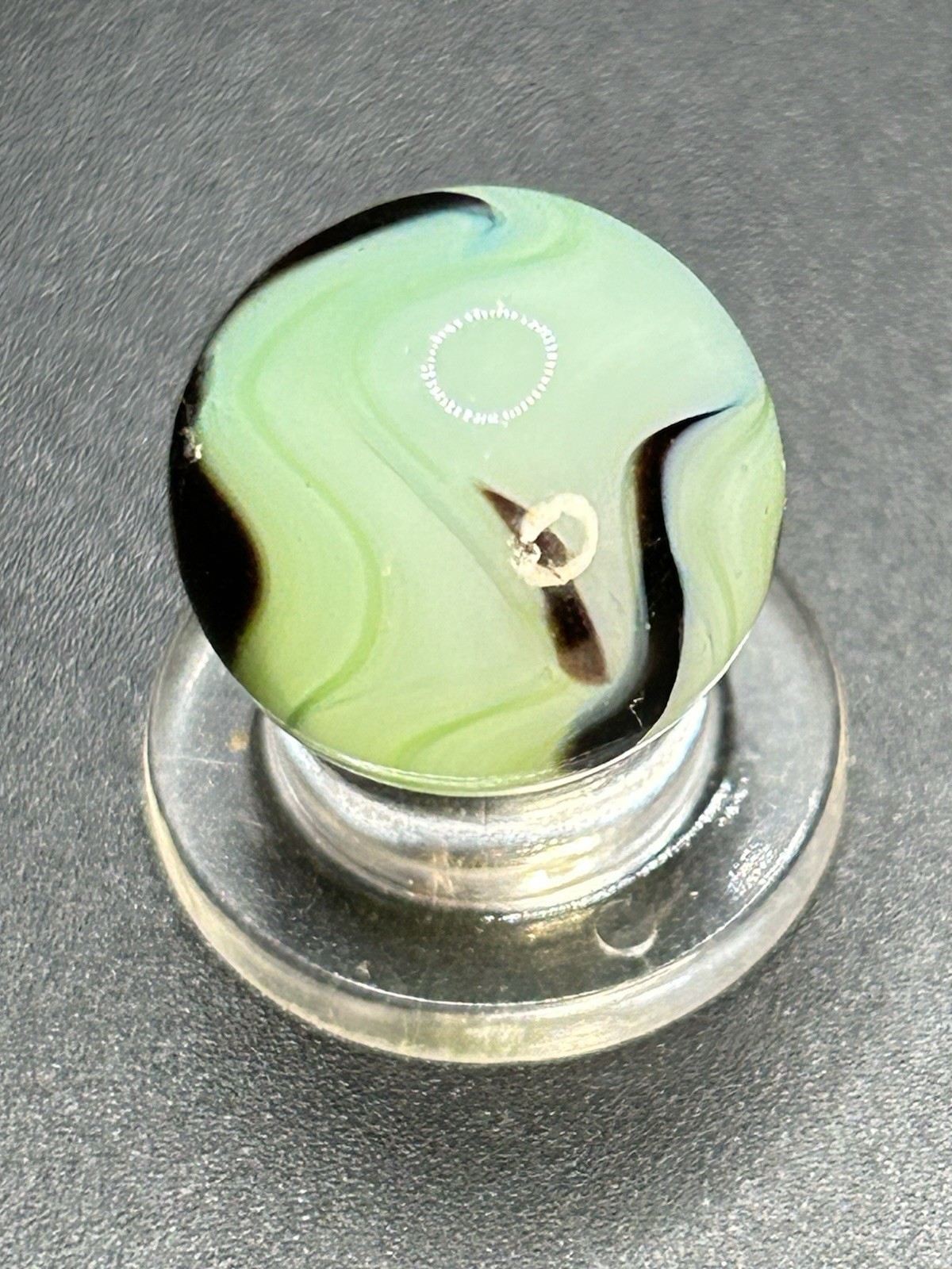 Vintage Ravenswood Swirl Marble HTF Deep Purple On Lime Seafoam Glass 0.591”