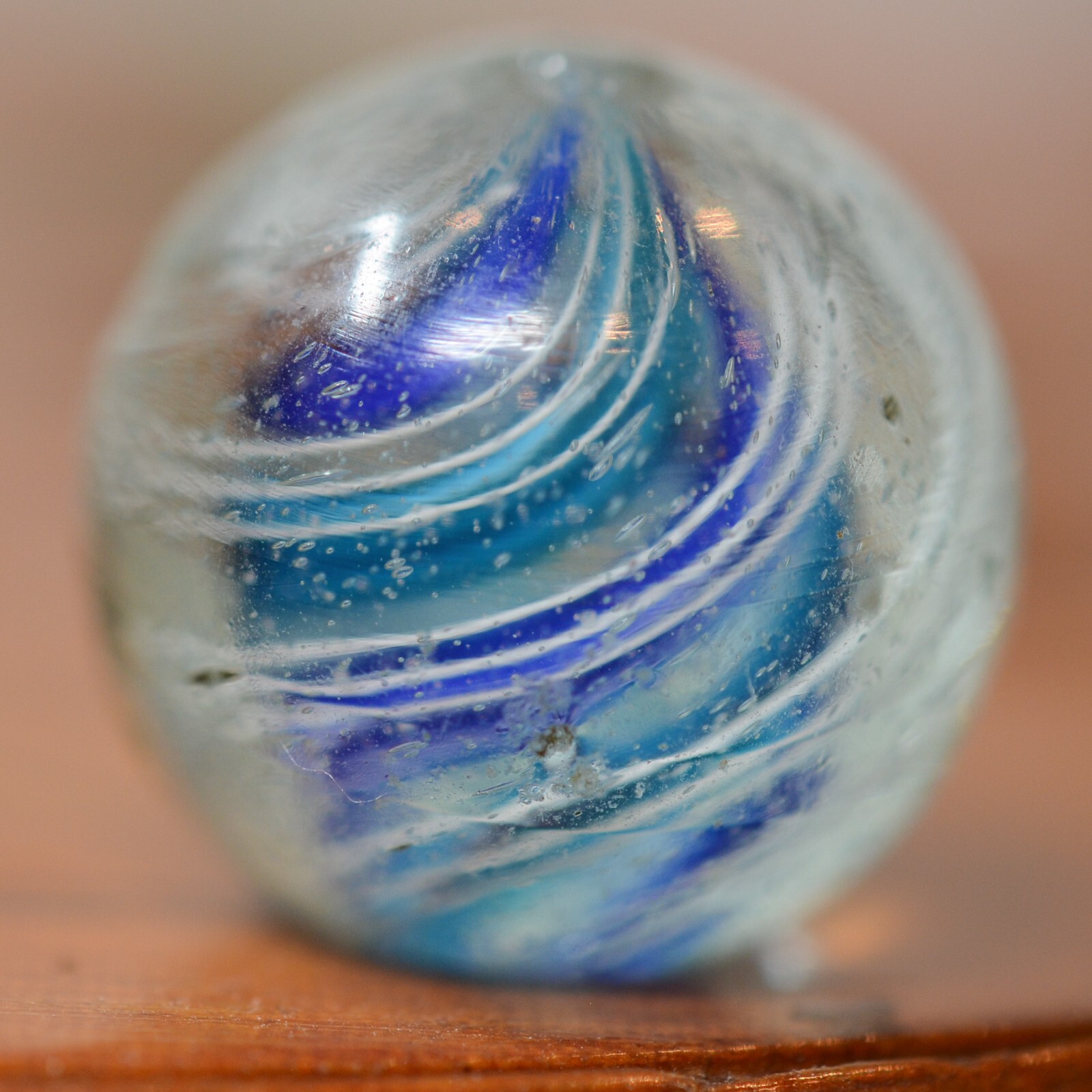 Handmade Divided Core Swirl Marble, 25/32 in, Near Mint 1860-1920 Germany, S1476