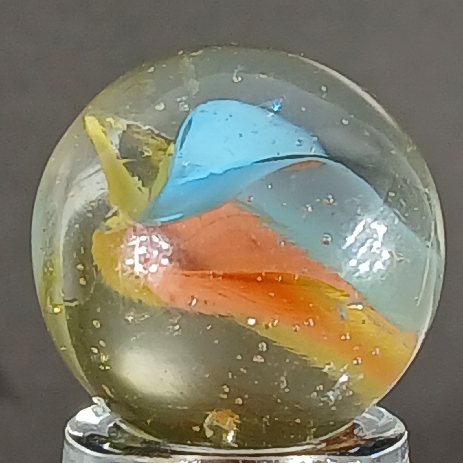 Vintage Tri-Color Hybrid Cat’s Eye Marble .59 Inches Near-Mint Condition