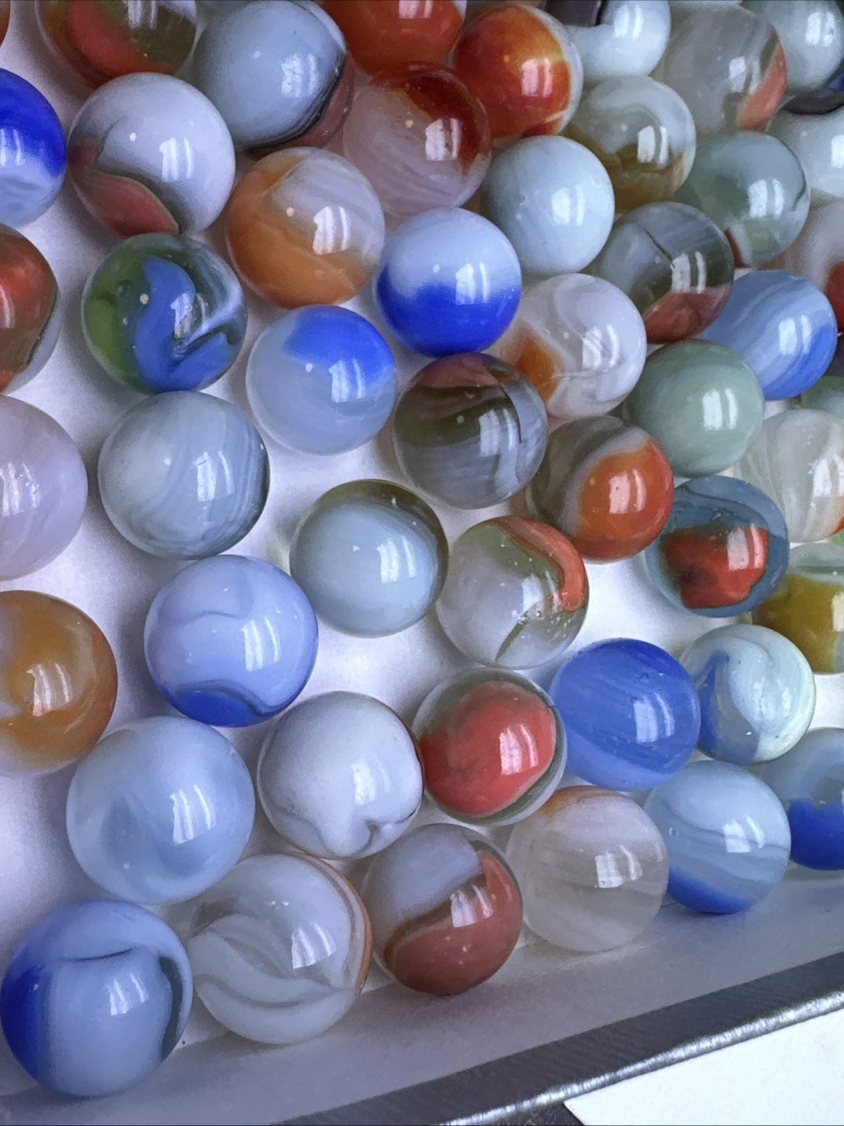 191 Lot Of 100 Vitro Agate Phantom Conqueror/Conqueror Vintage Marbles!