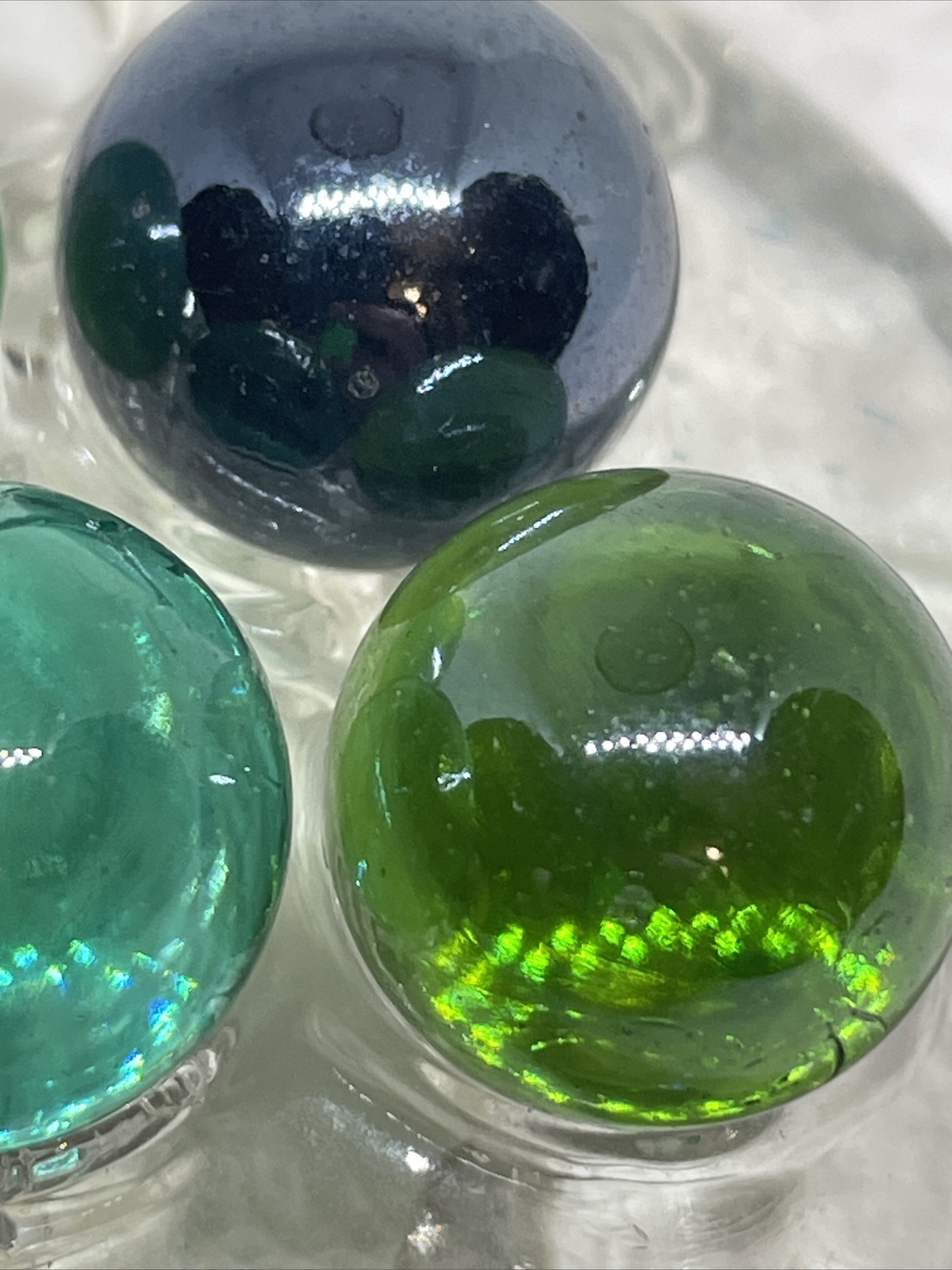 Marble Lot of 7 Vintage Glass Marbles Clear Glass Colors