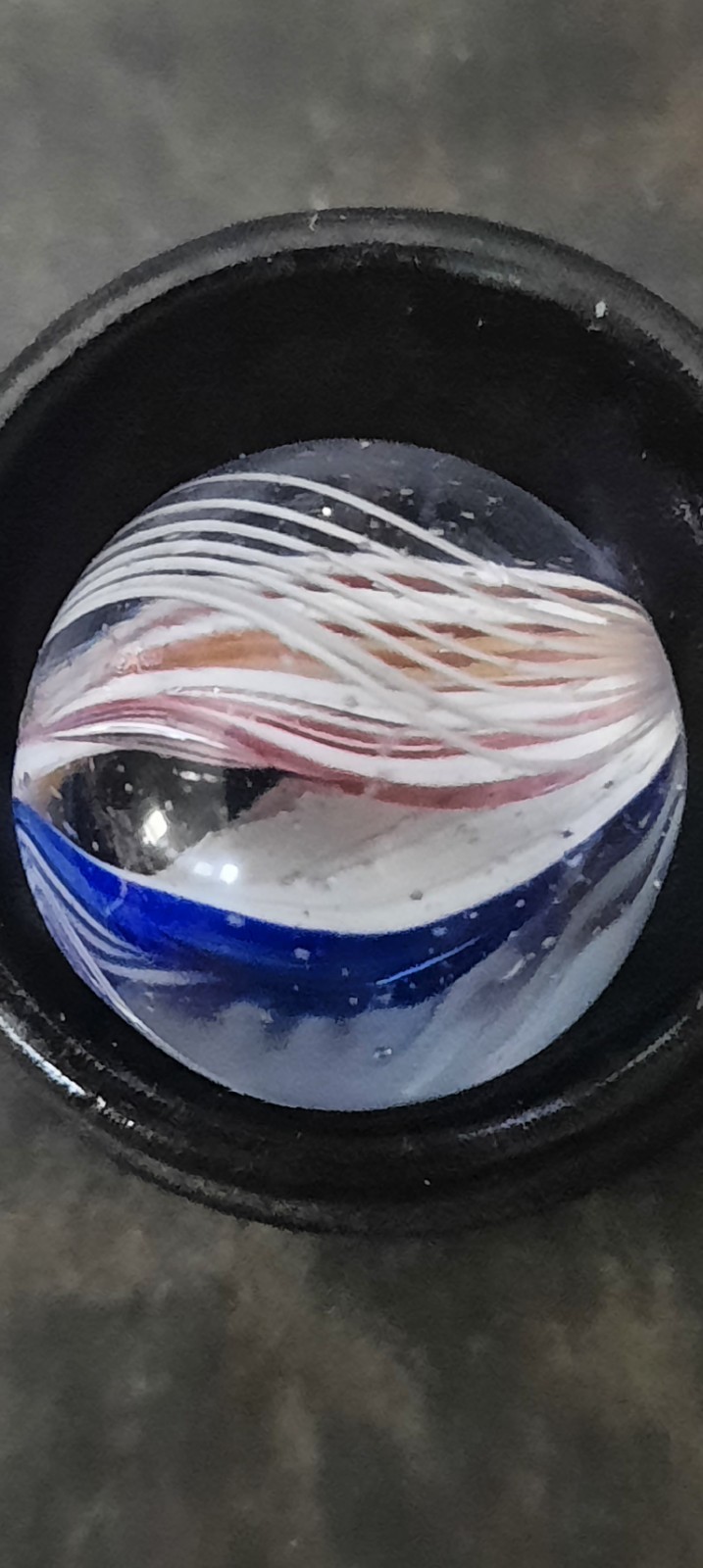Antique German Ribbon Core Swirl Marble Vibrant Colors Approximately .650