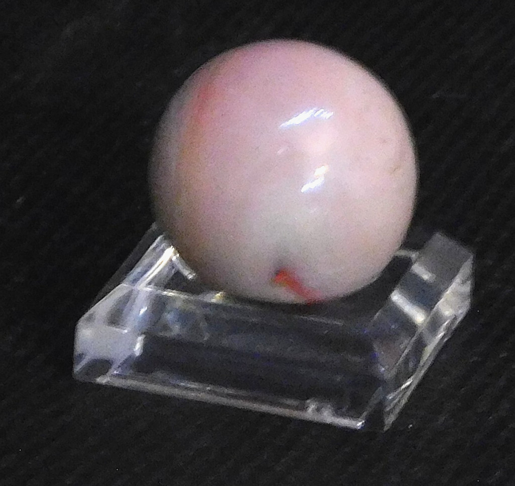 Vintage Glass Marble Large Red Black Grey Oxblood Melted ‘9 & Tail’ 0.73″ #0-130