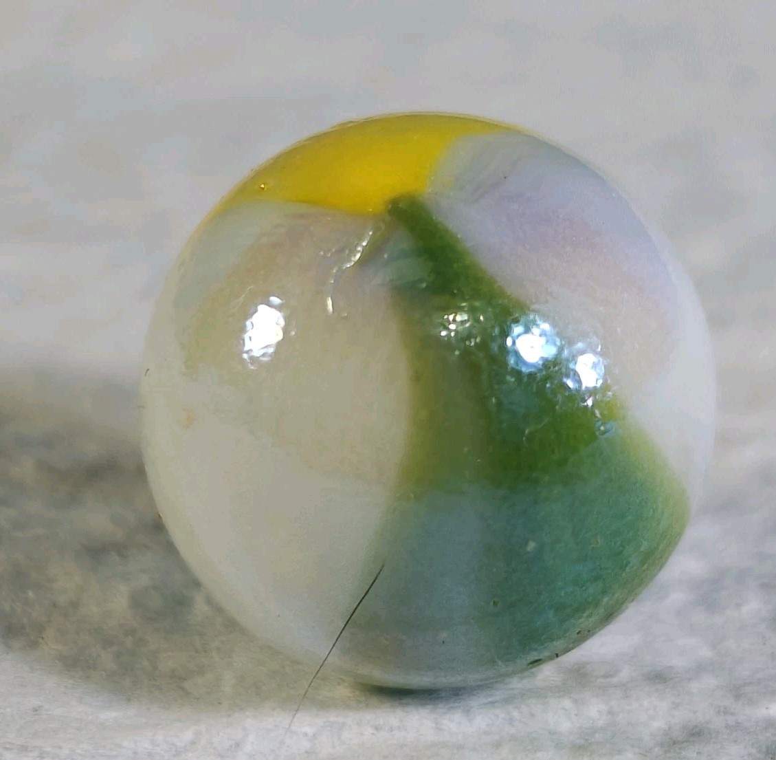 Vintage Glass Marble – Vacor Candy Green Yellow Iridescent