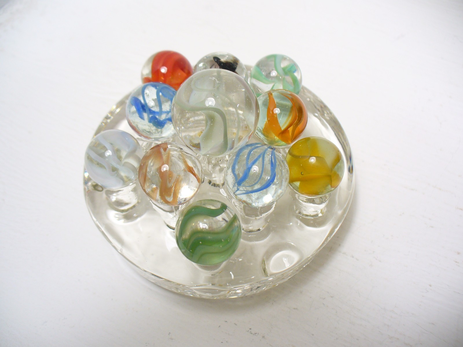 #971 Vintage Vitro Agate Cats Eye Marbles 11 pcs. 1 shooter and 10 regular