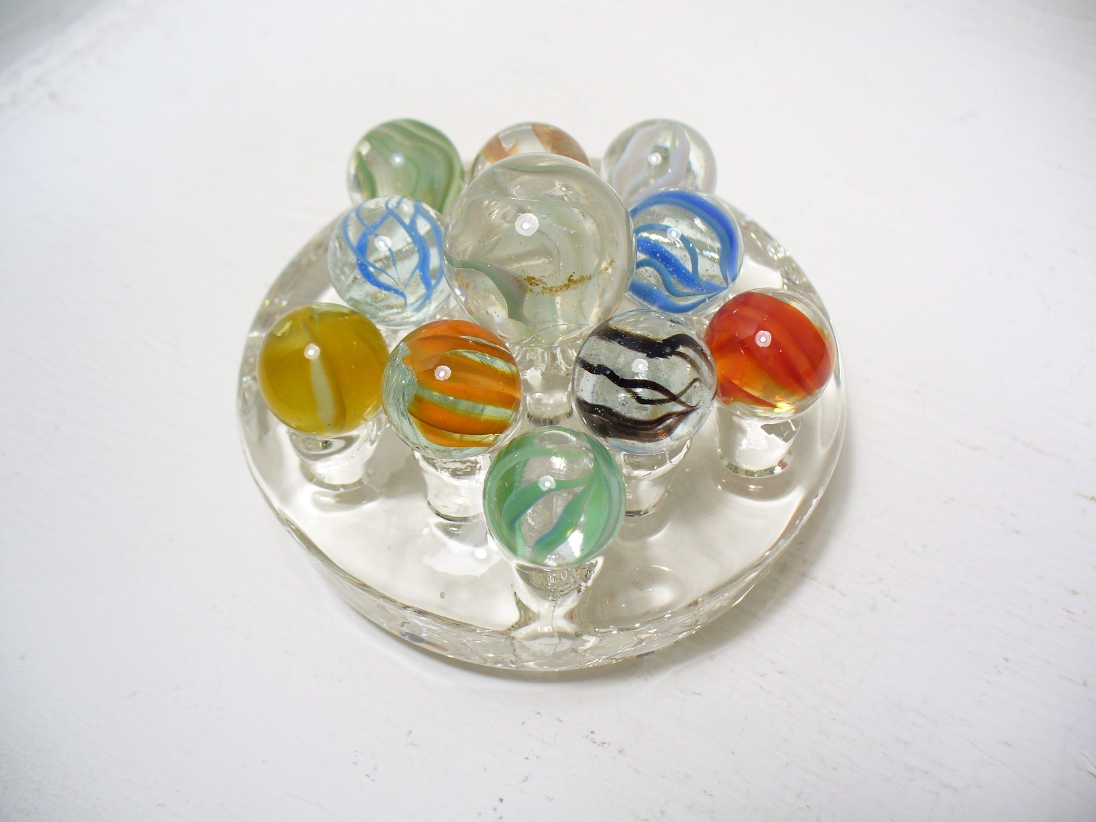 #971 Vintage Vitro Agate Cats Eye Marbles 11 pcs. 1 shooter and 10 regular