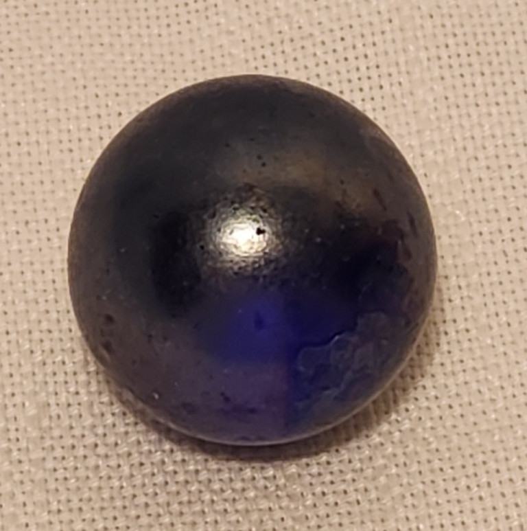 Vintage Pair 1″ Glass Marbles – Translucent Cobalt Blue Chrome / Iridescent