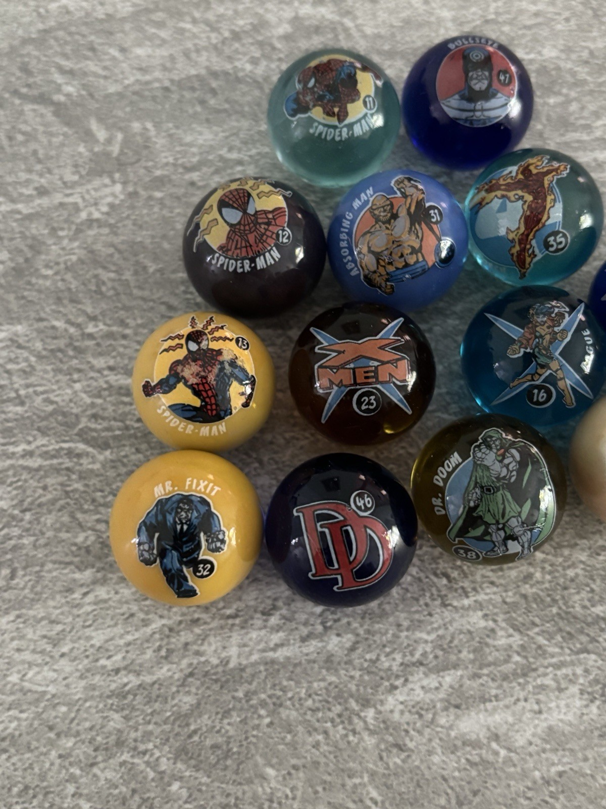 Spiderman & The Marvel Universe Marbles Dr. Doom, Green Goblin, Bullseye, X Men