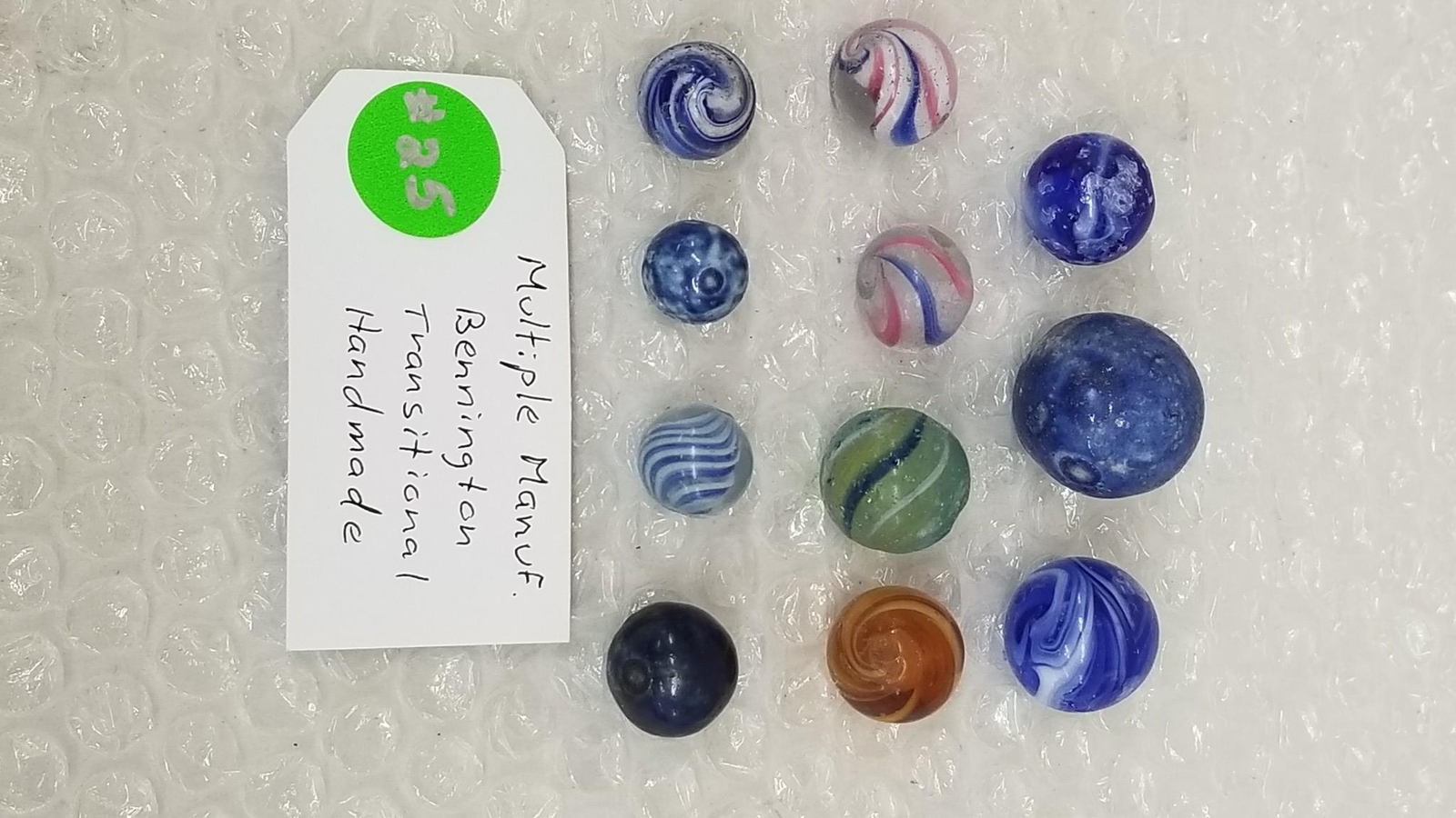 11-Pre 1900 Marbles 5/8″-1.5″ Mult Manufacturers Bennigton-Transitional-Handmade