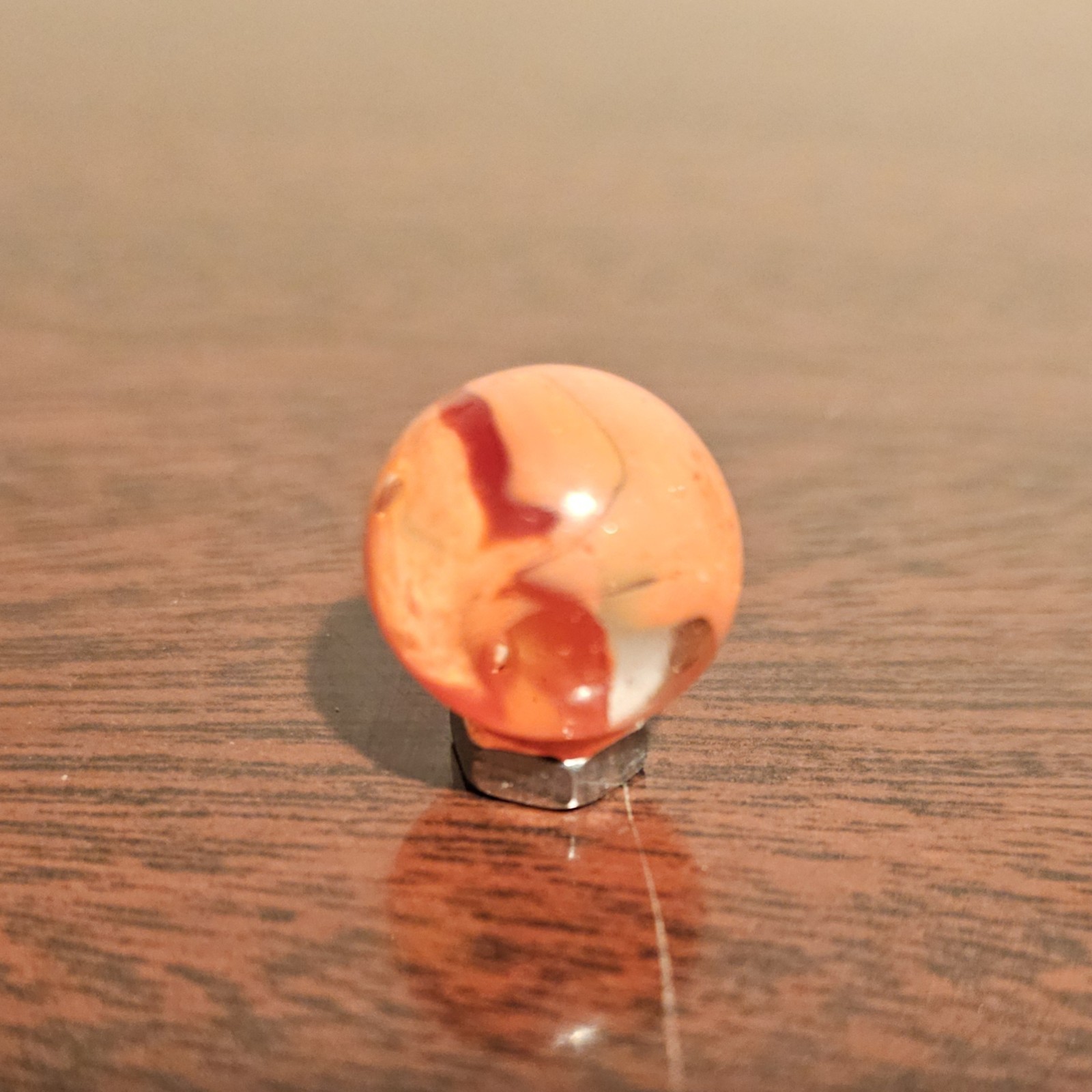 Vintage CE Bogard Orange Floppy 4-Lobe .625″ Glass Marble