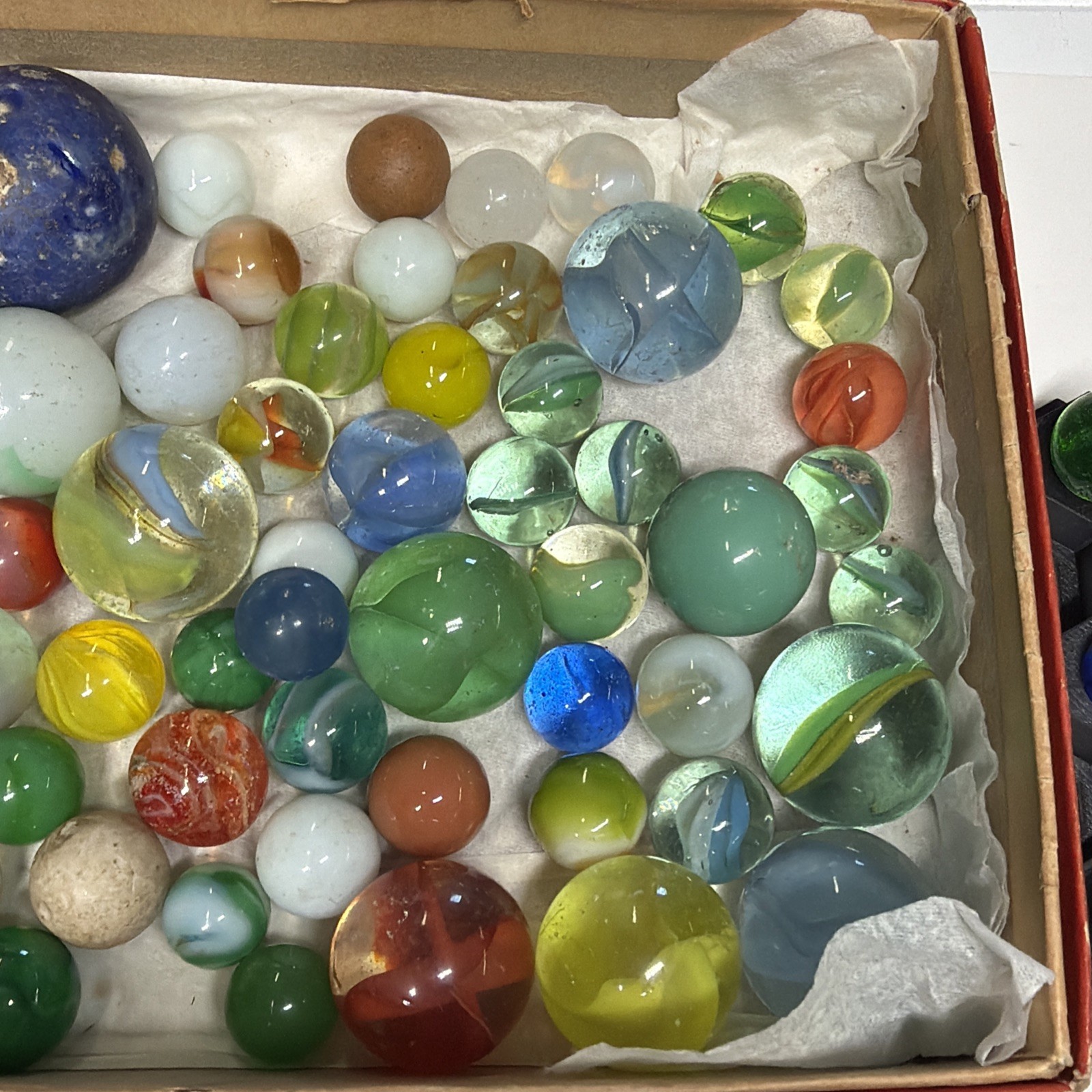 Vintage Glass Marbles Christensen Agate Vitro Akro Patch, Shooters (130 Total)