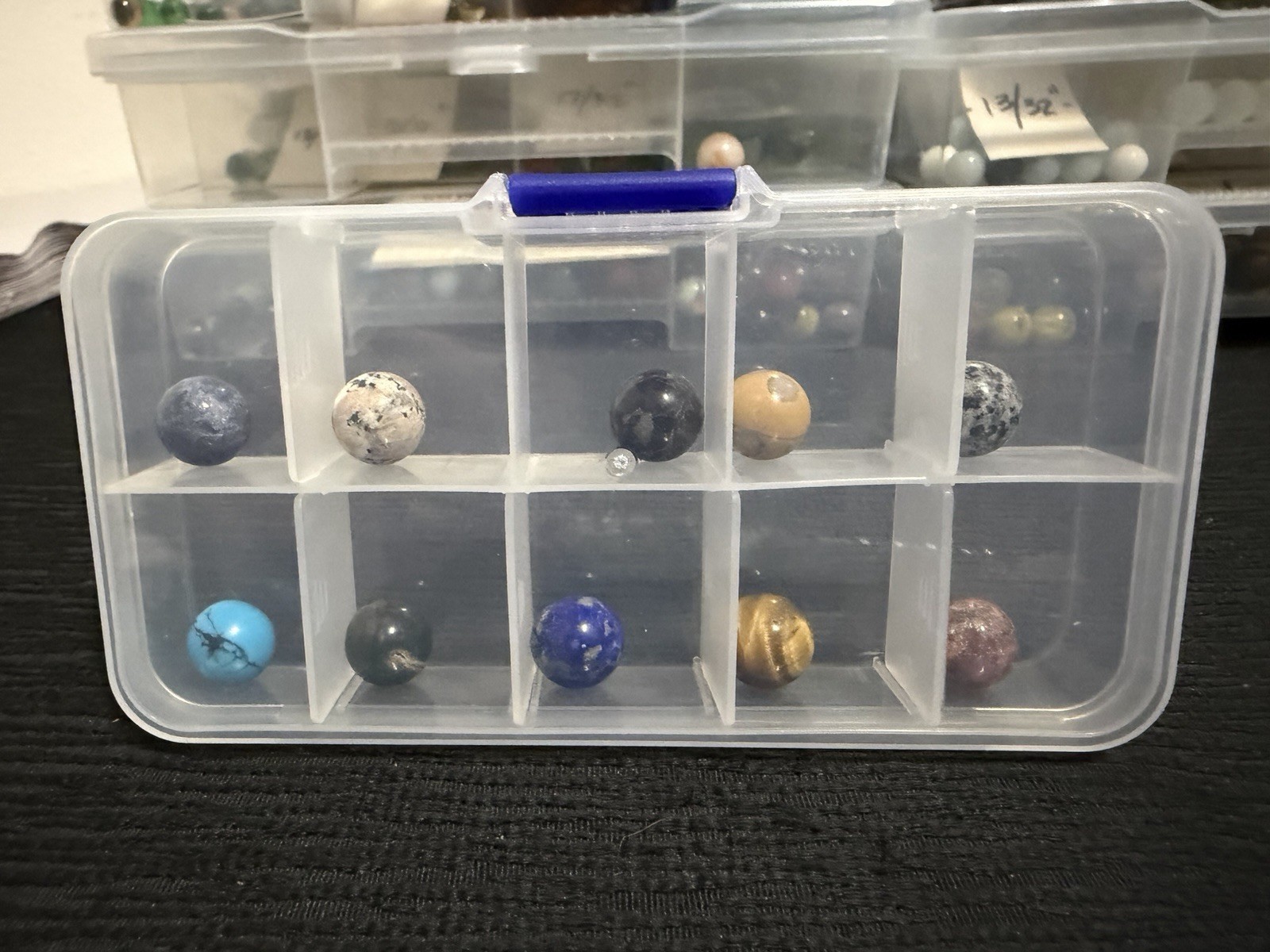 Peewee Marbles/Spheres Natural Stone 1/2” Approx 12mm Lot Of 10 w/case