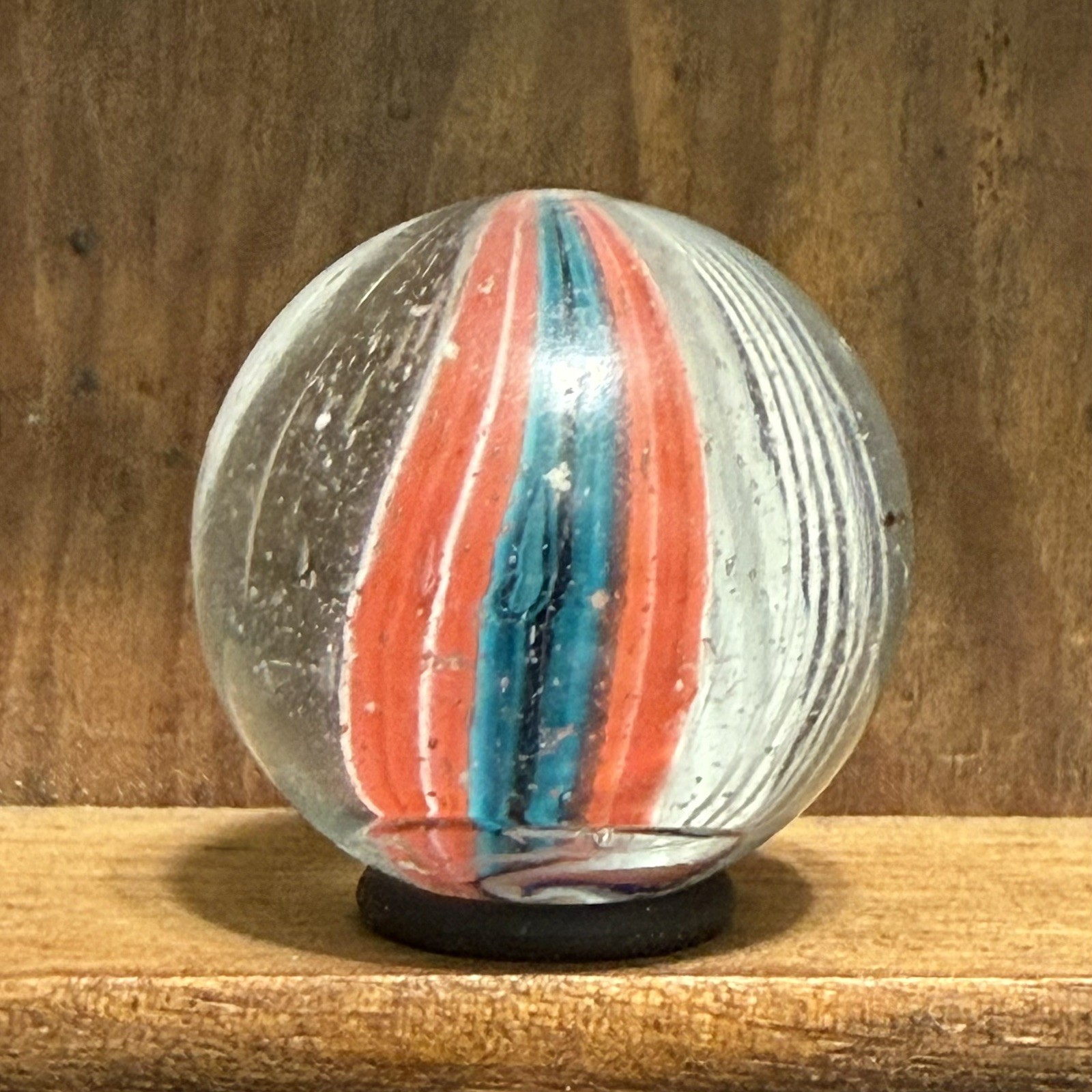 Antique German Handmade Ribbon Core Marble 15/16” Near Mint(+) | (166)
