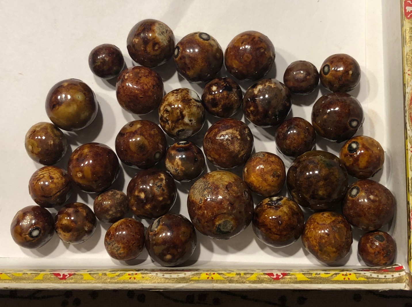 Vintage Collection Of Bennington Brown Clay Marbles (7/16”-13/16”).