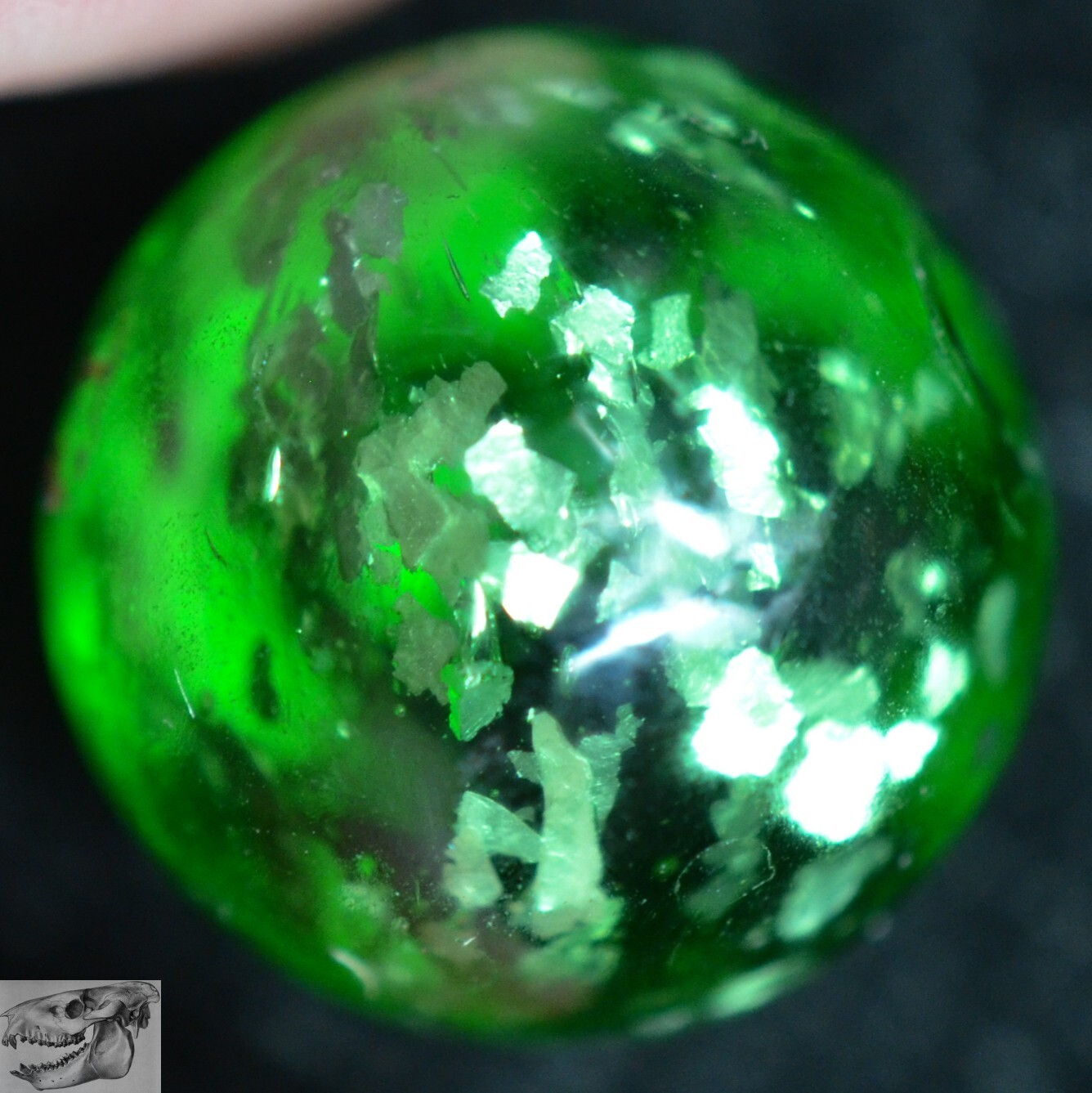 Handmade Green Mica Marble, 11/16 in, Polished, Large Flakes, Germany S907
