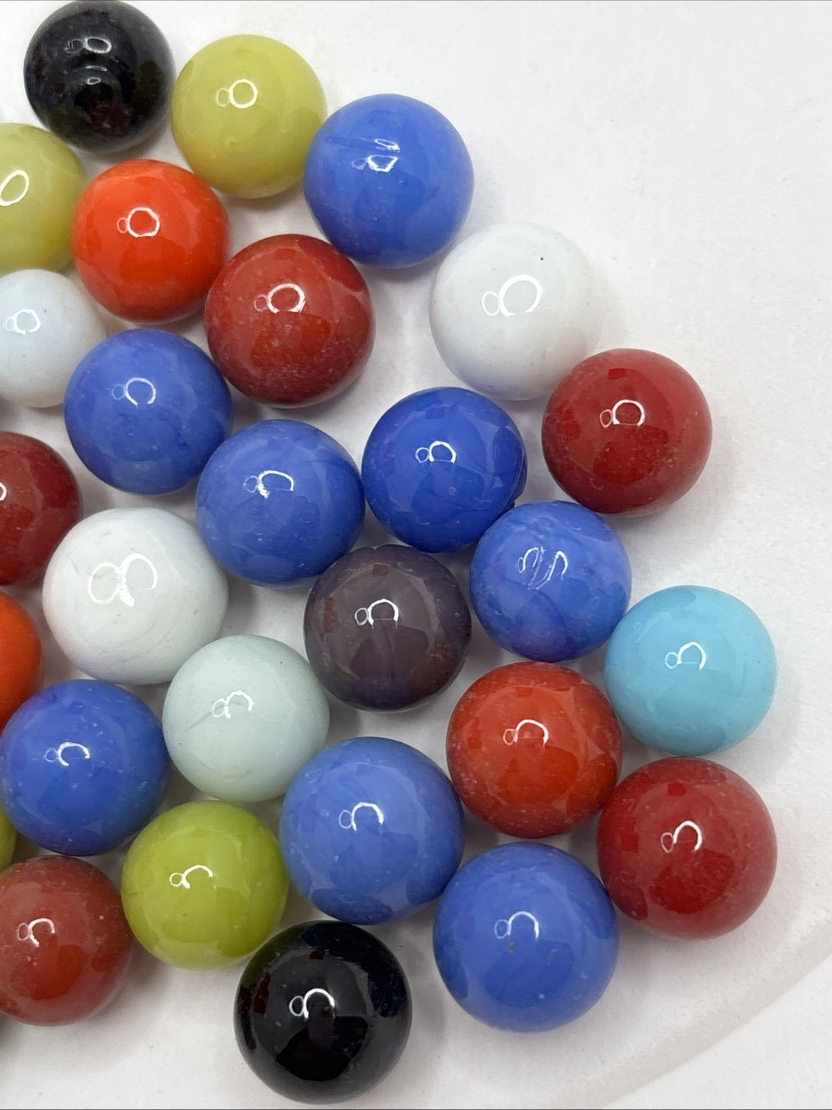 Vintage Bright Color Glass Marbles Lot of 50 Peewee Size UU