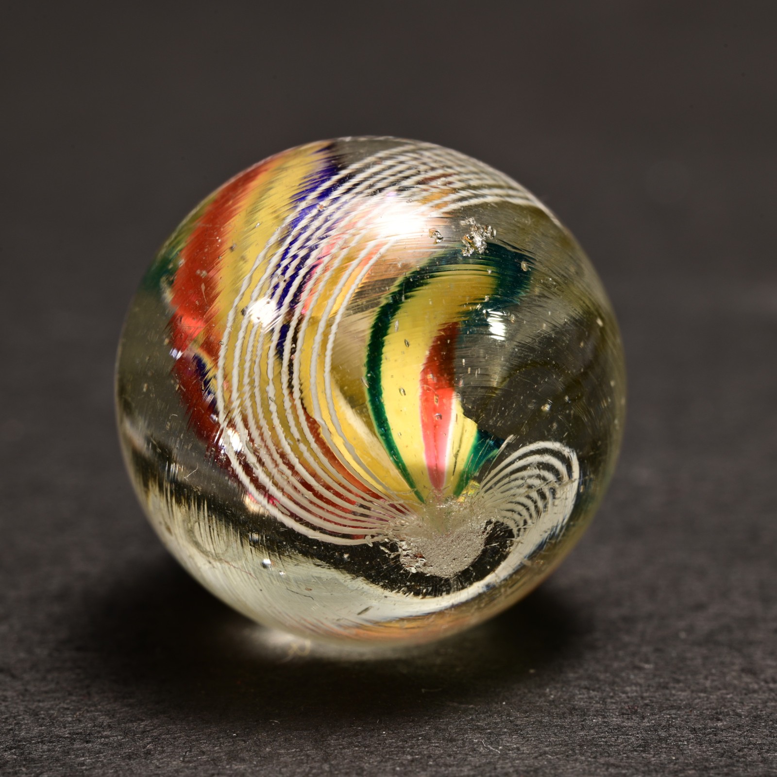 Double Ribbon Core German Handmade Antique Marble Jazzy Swirl 22.7mm 7/8”