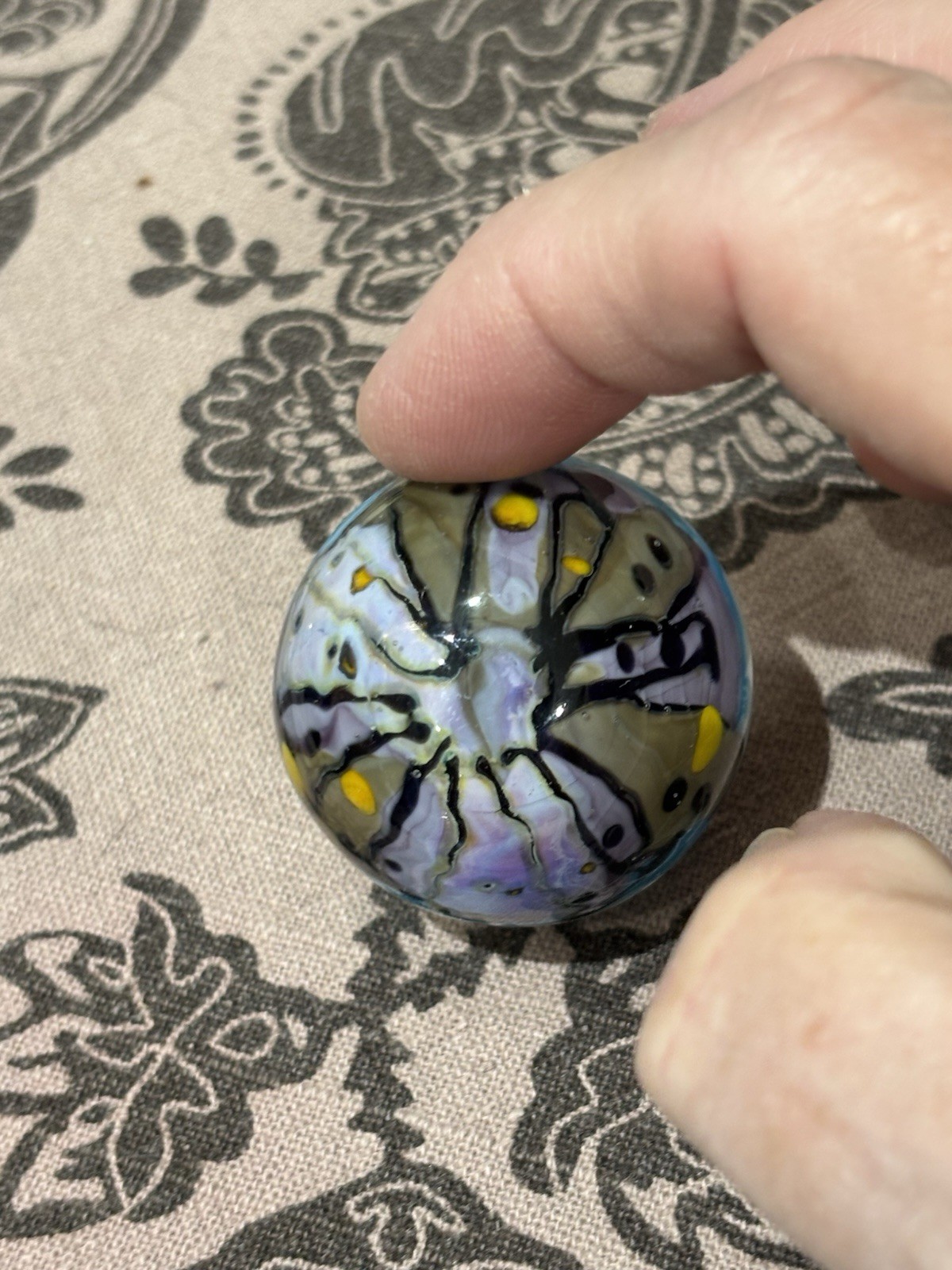 handmade glass marble Kansas City Hand Painted Enamel And Stringer