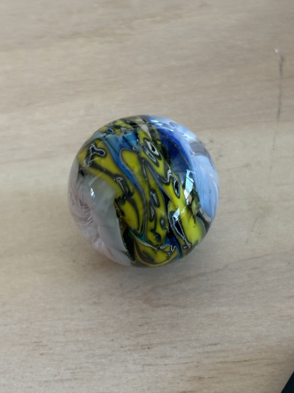 handmade art glass marble “Bi Polar Number 772” By Sara Sally LaGrand