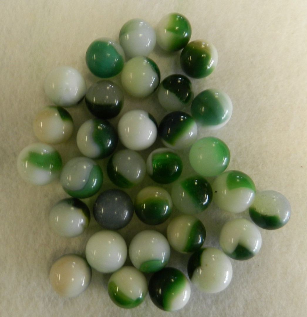 #20842m Vintage Group or Bulk Lot of 30 Mixed Company Patch Marbles