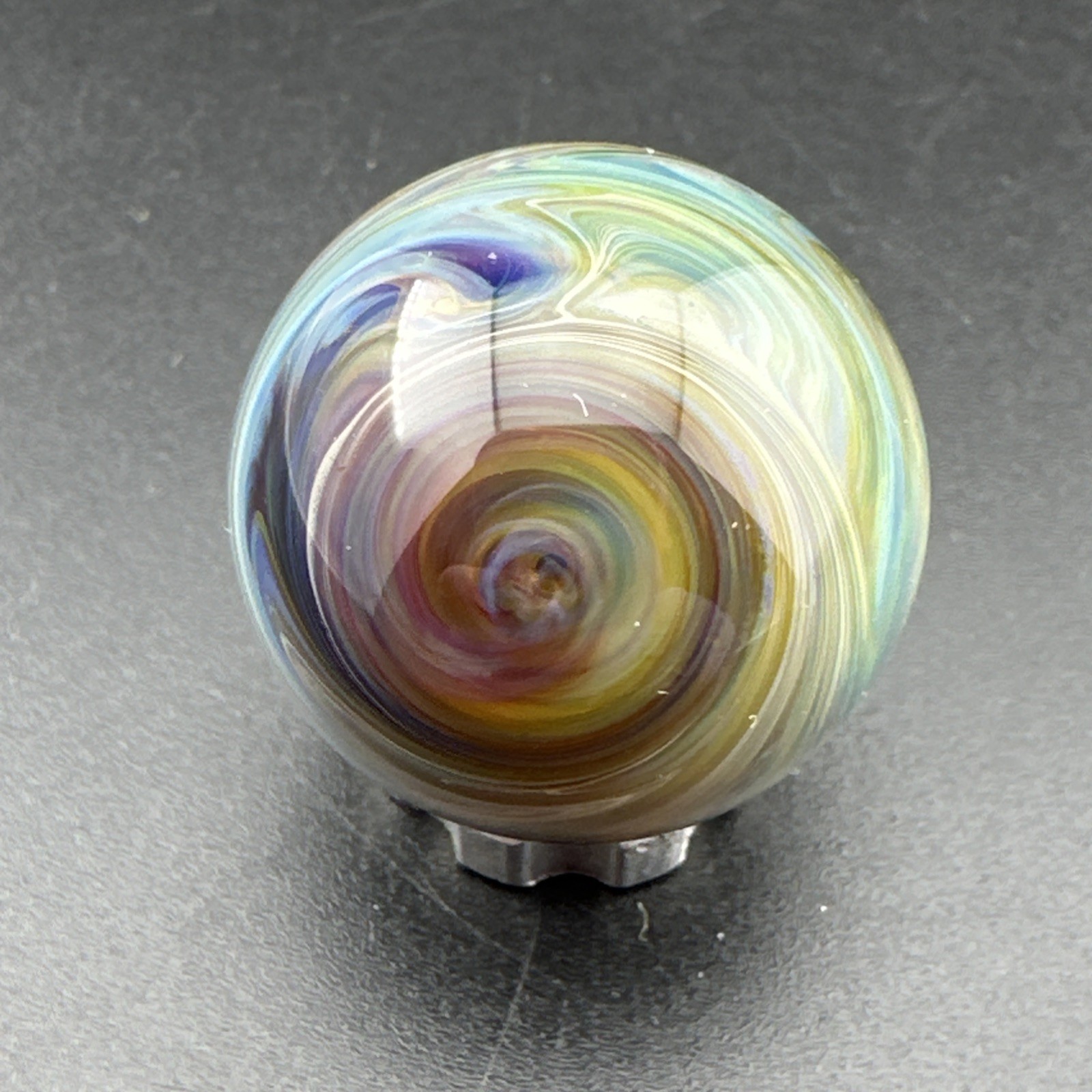 Contemporary Handmade Art Glass Marble .95″ Beautiful Color Blend Layered Swirl