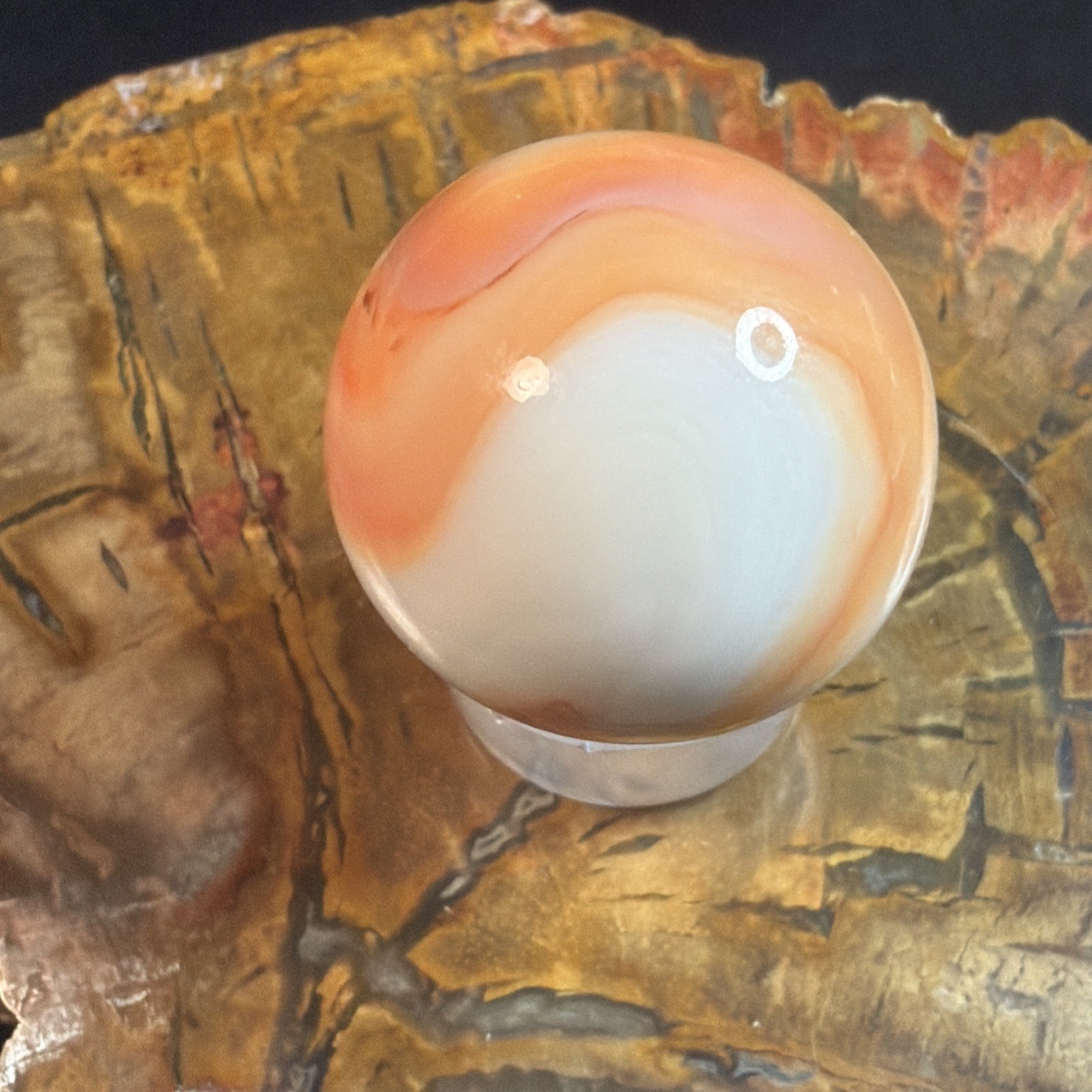 Vtg CAC Christensen Agate Co. Electric Orange Flame Tip Swirl Shooter 23/32-.718