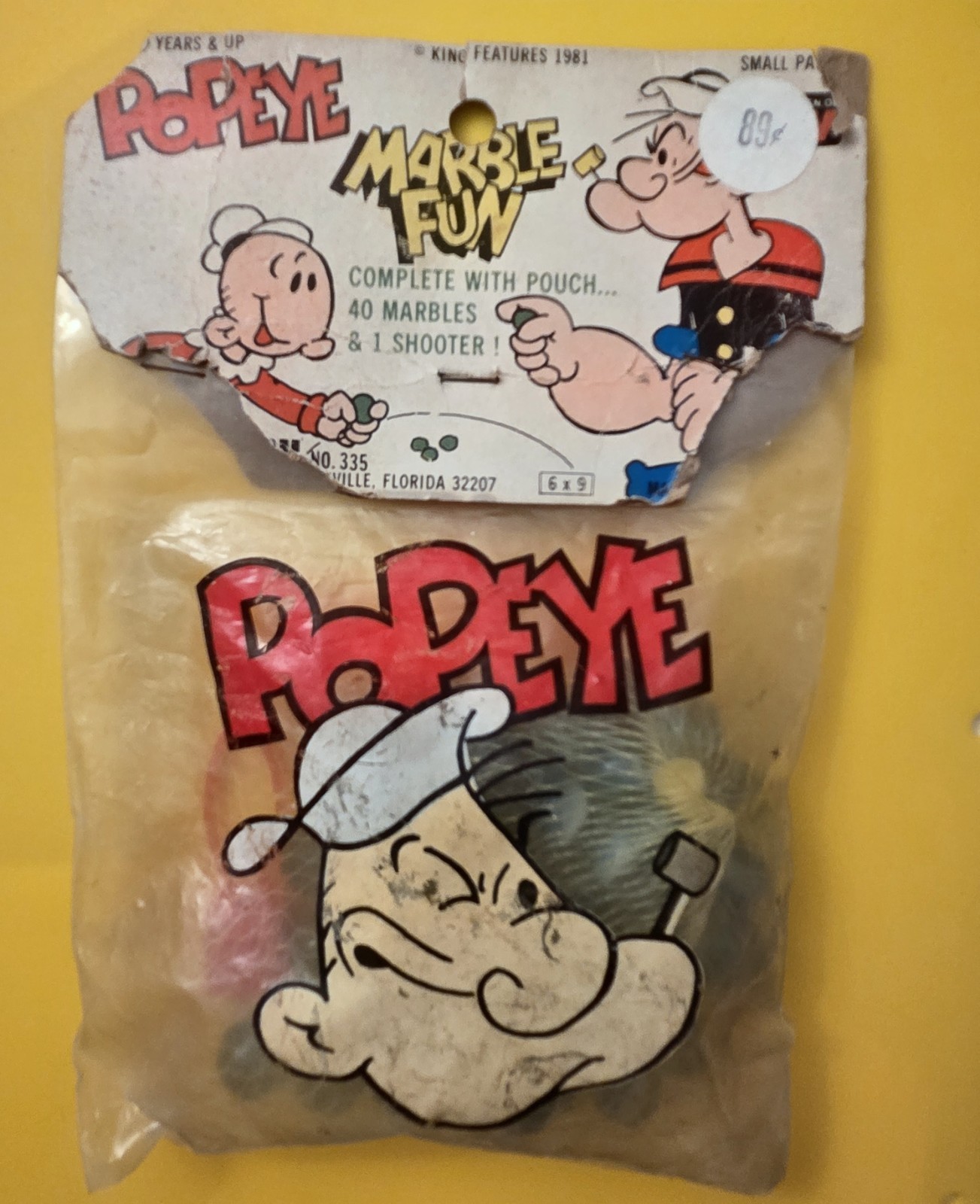 Popeye Marble Fun Complete w/ Pouch 40 Marbles & 1 Shooter (King Features 1981)