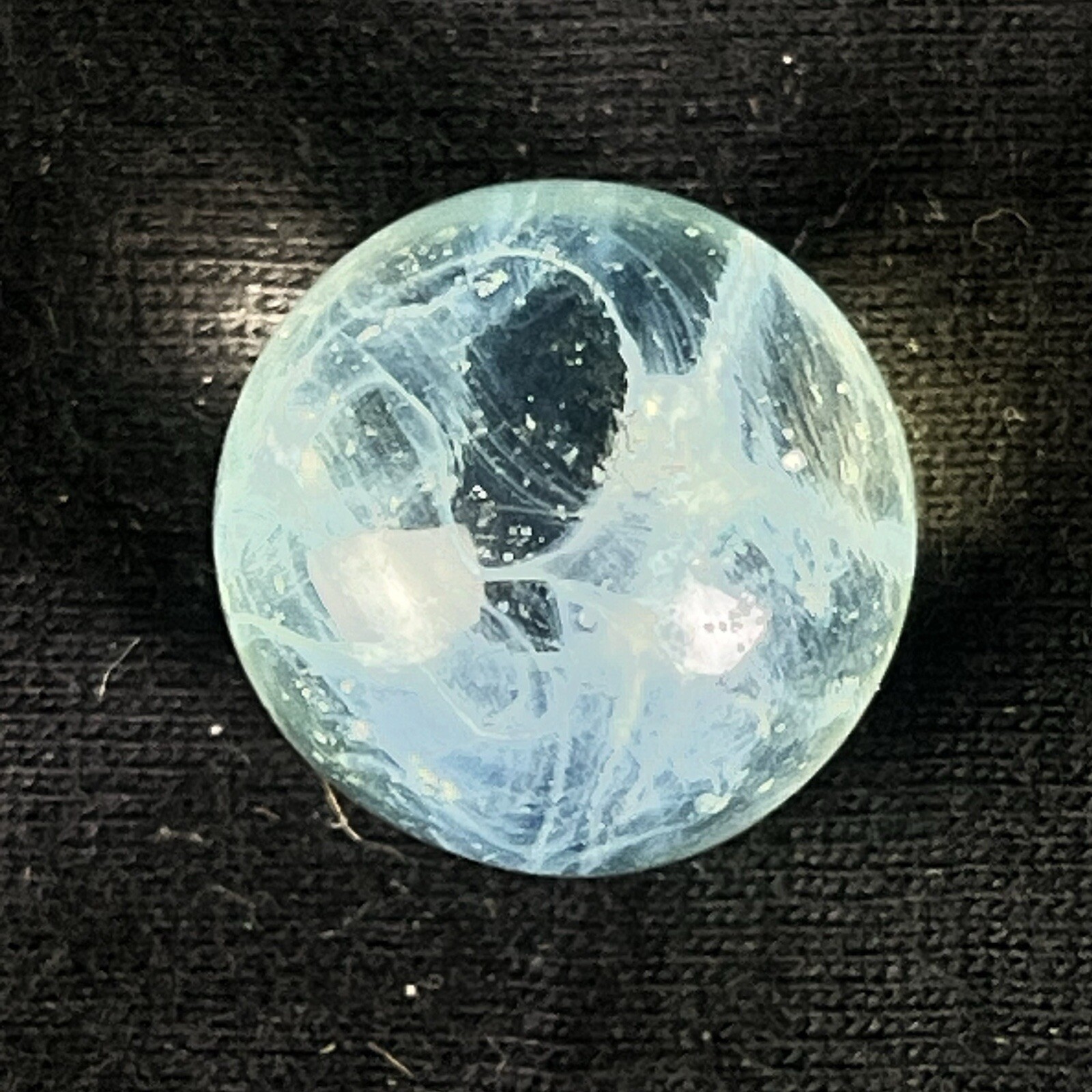 Vintage Akro Agate Peltier Art Swirl Glass Marble .65” Clear Light Blue