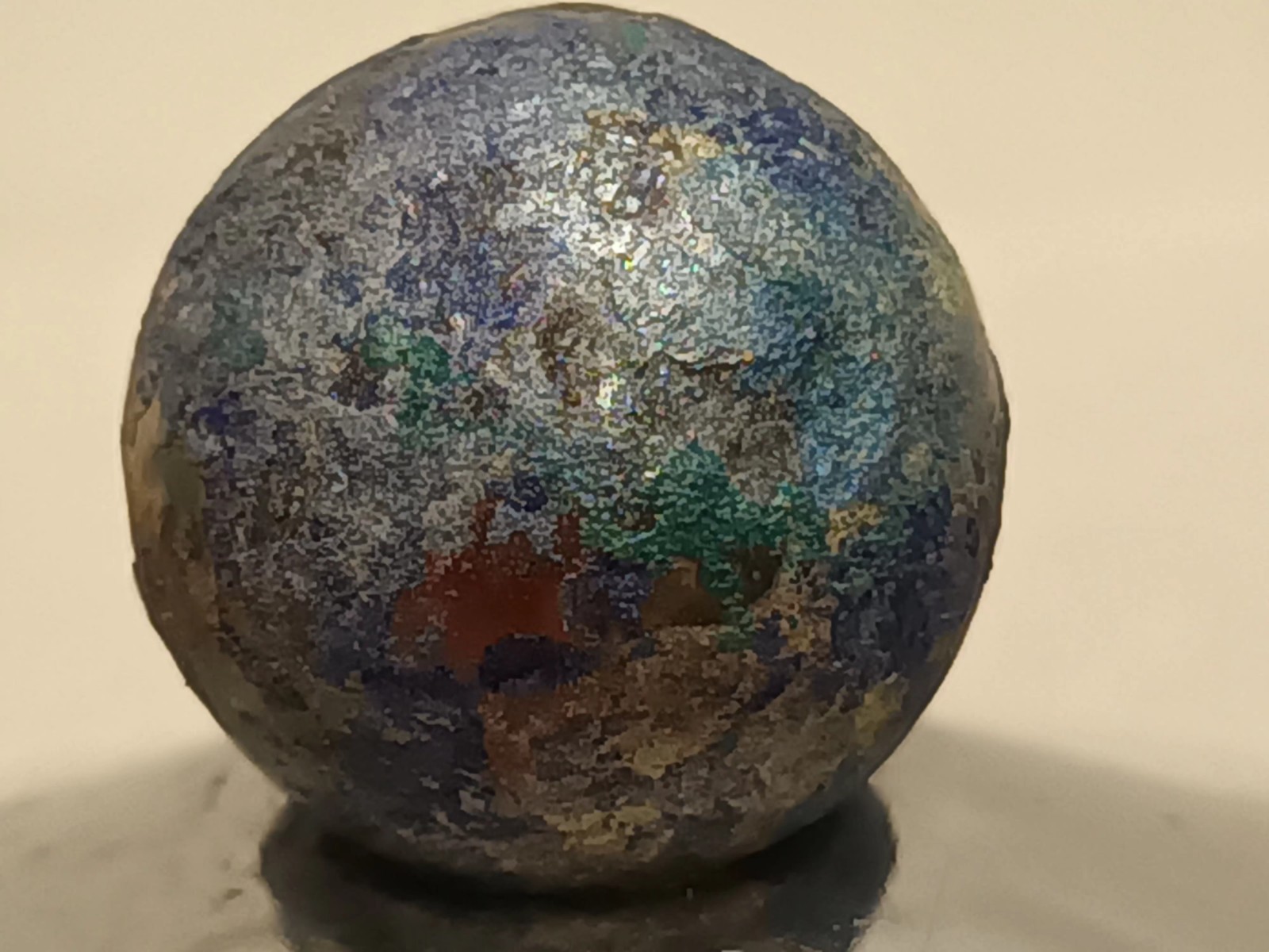 Cool Aqua Blue Planet Themed Design Collectible Handmade Hand Painted Art Marble