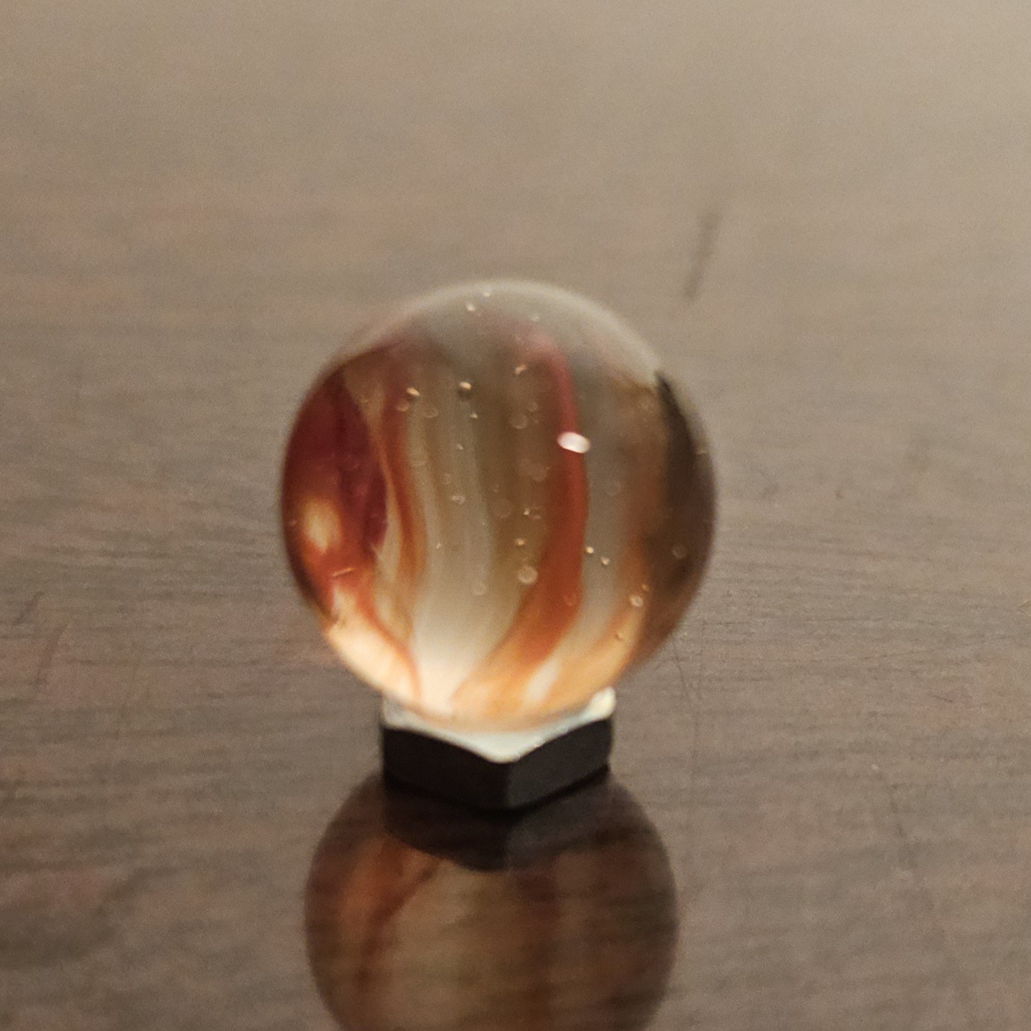 Vintage Vacor Red Spaghetti Ribbon .593″ Glass Marble