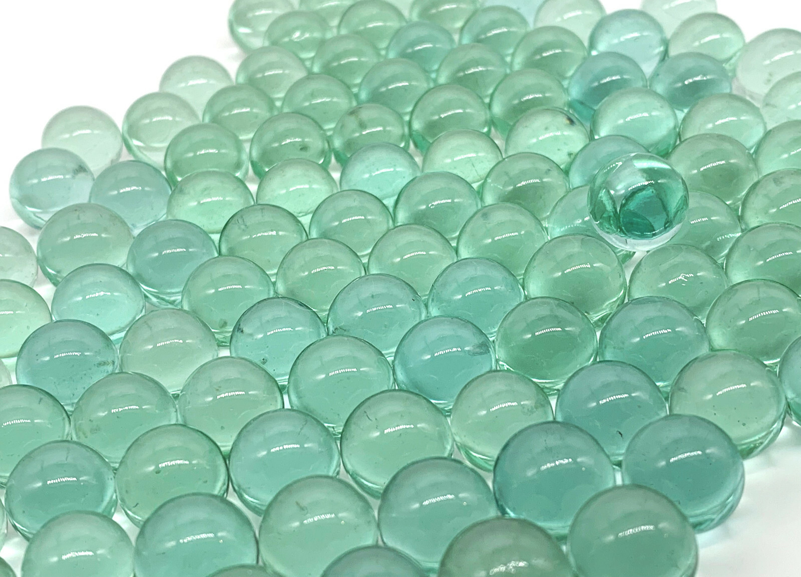 12mm Glacial Ice Clear Glass Peewee Marbles Transparent Green / Blue Tint Pk 100