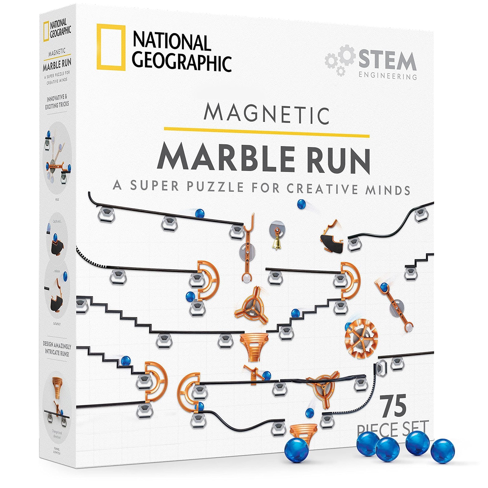 National Geographic Magnetic Marble Run – 75-Piece STEM One Size, Multicolor